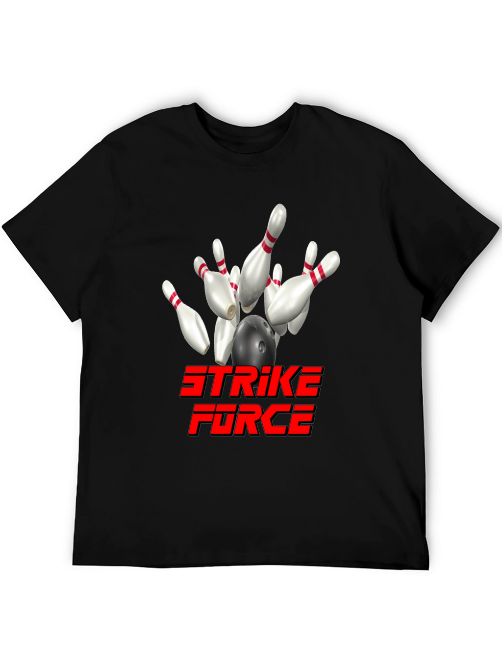 Strike Force Bowling T-Shirt - Black Cotton Blend
