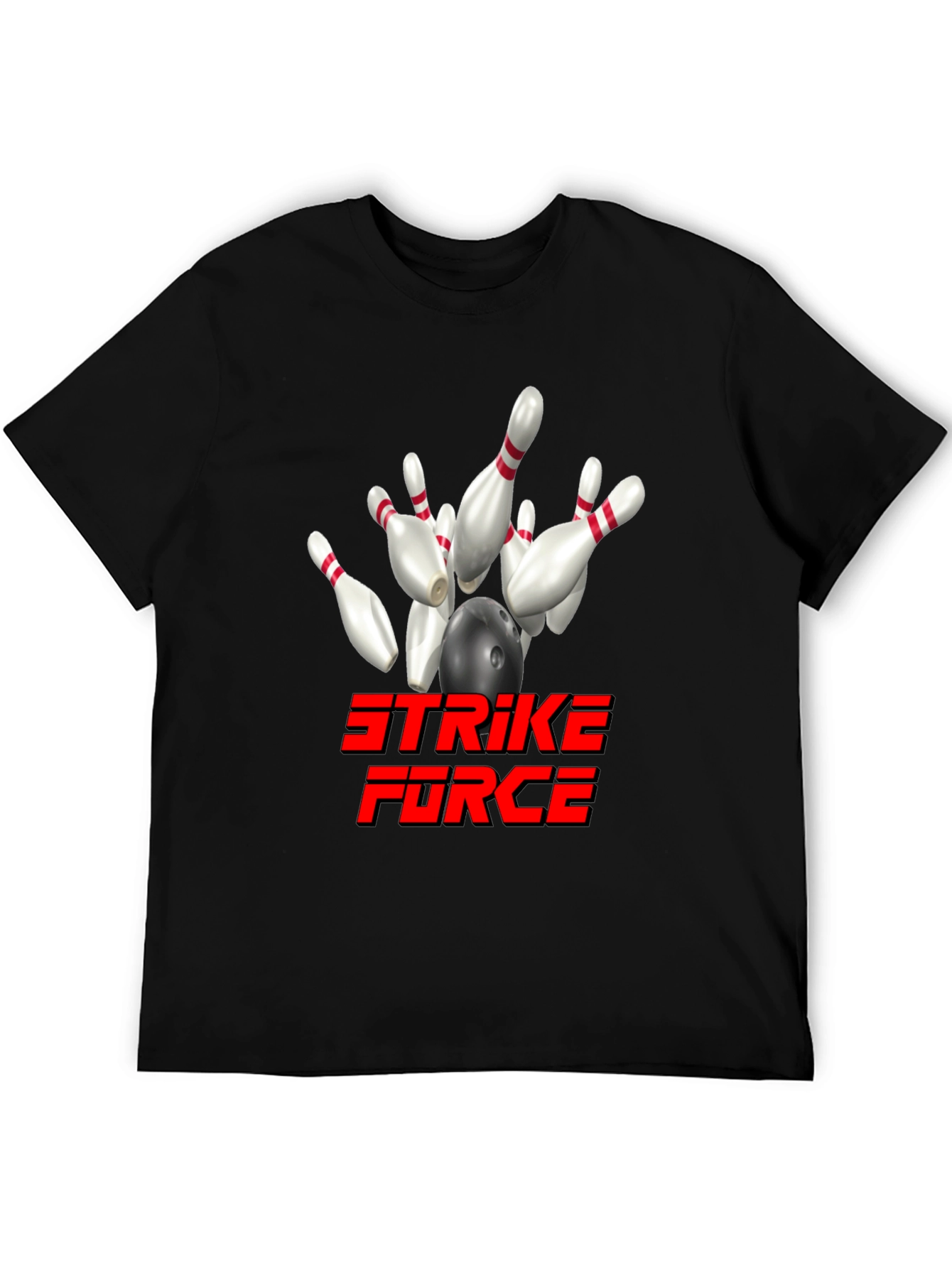 Strike Force Bowling T-Shirt - Black Cotton Blend