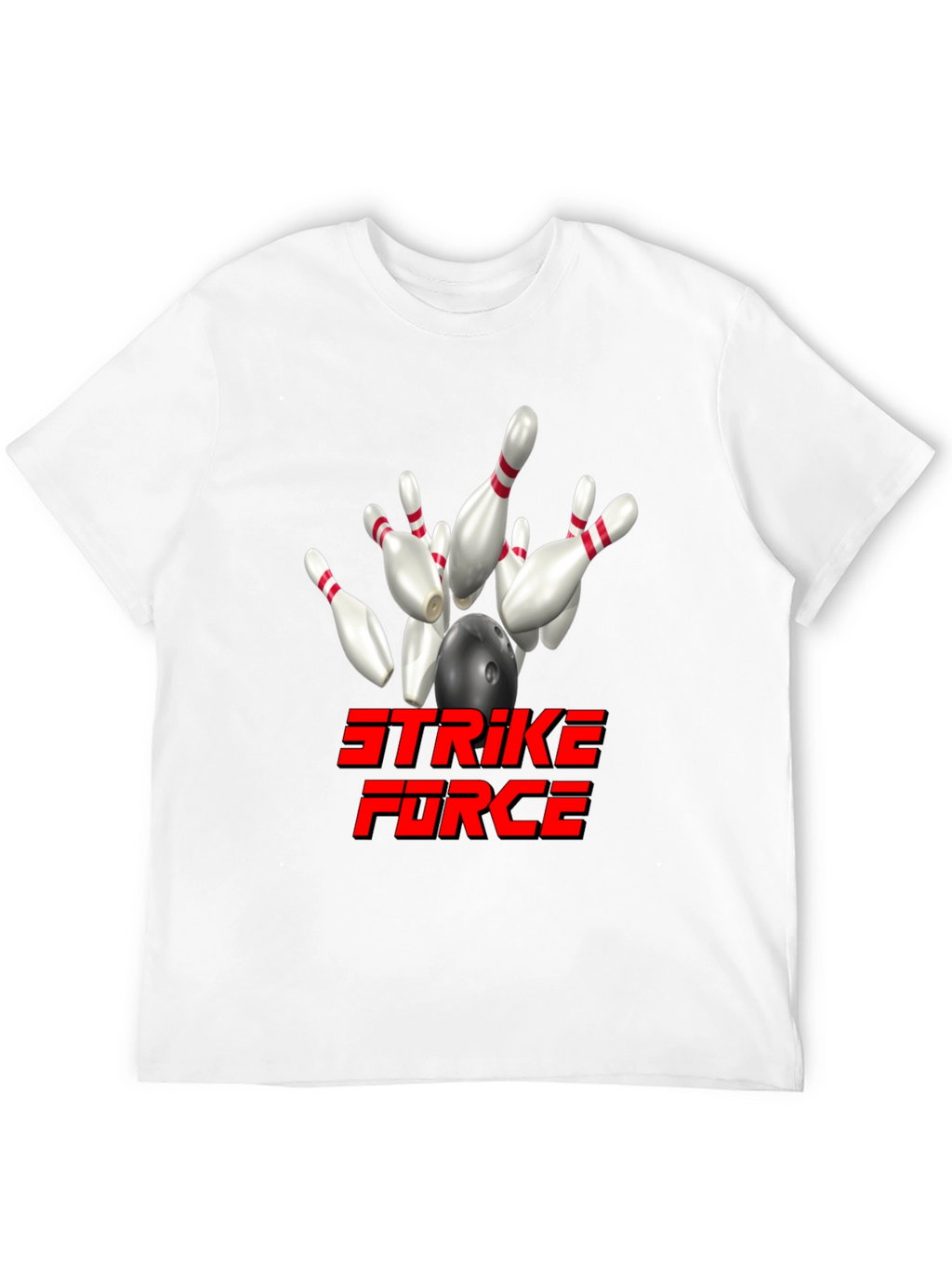 Strike Force Bowling T-Shirt - Black Cotton Blend