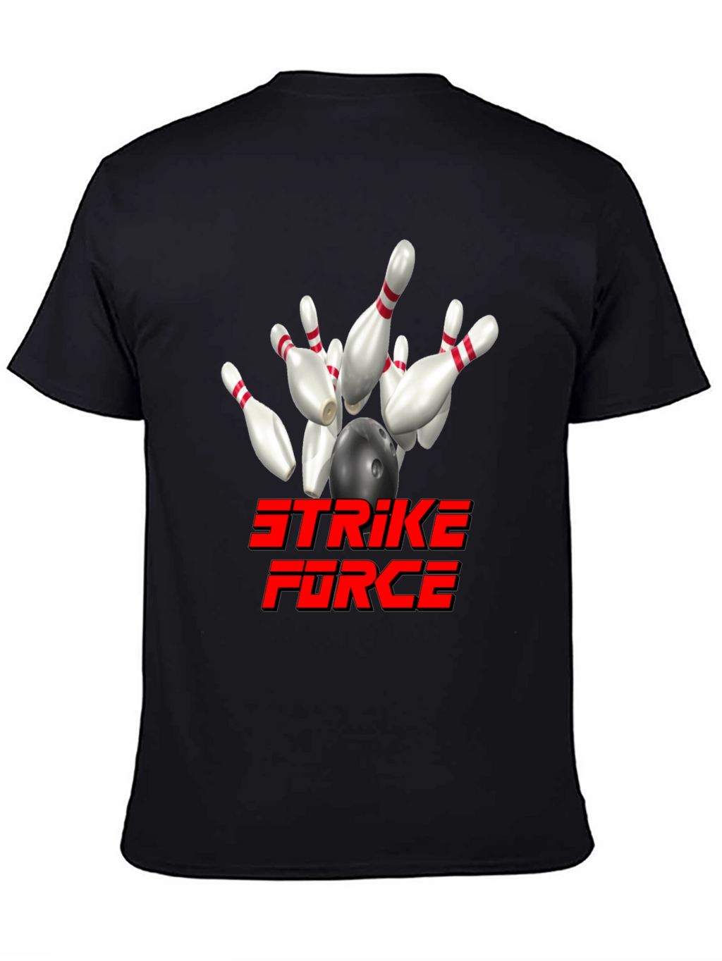 Strike Force Bowling T-Shirt - Black Cotton Blend