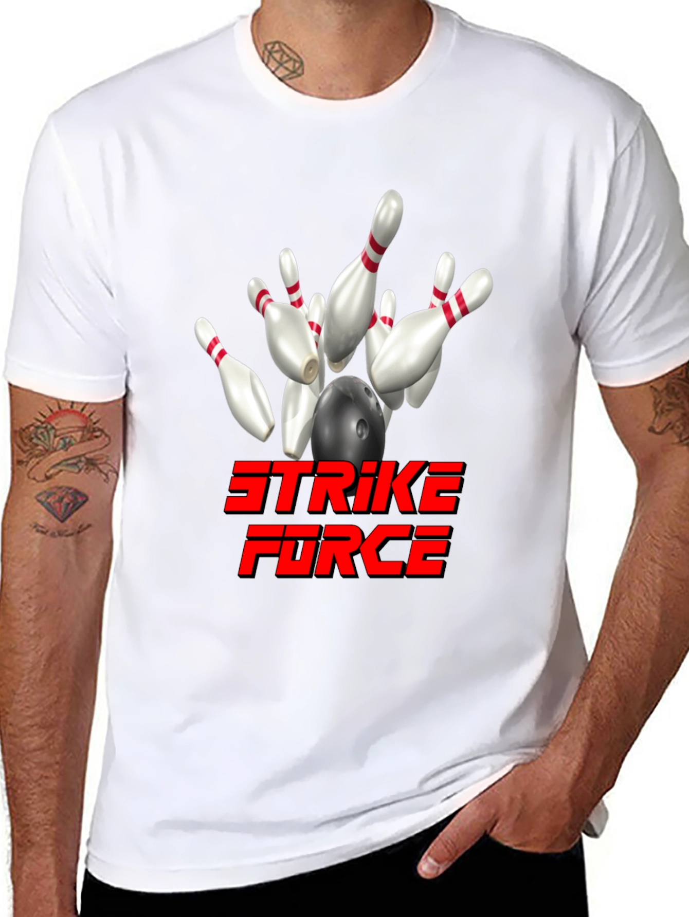 Strike Force Bowling T-Shirt - Black Cotton Blend