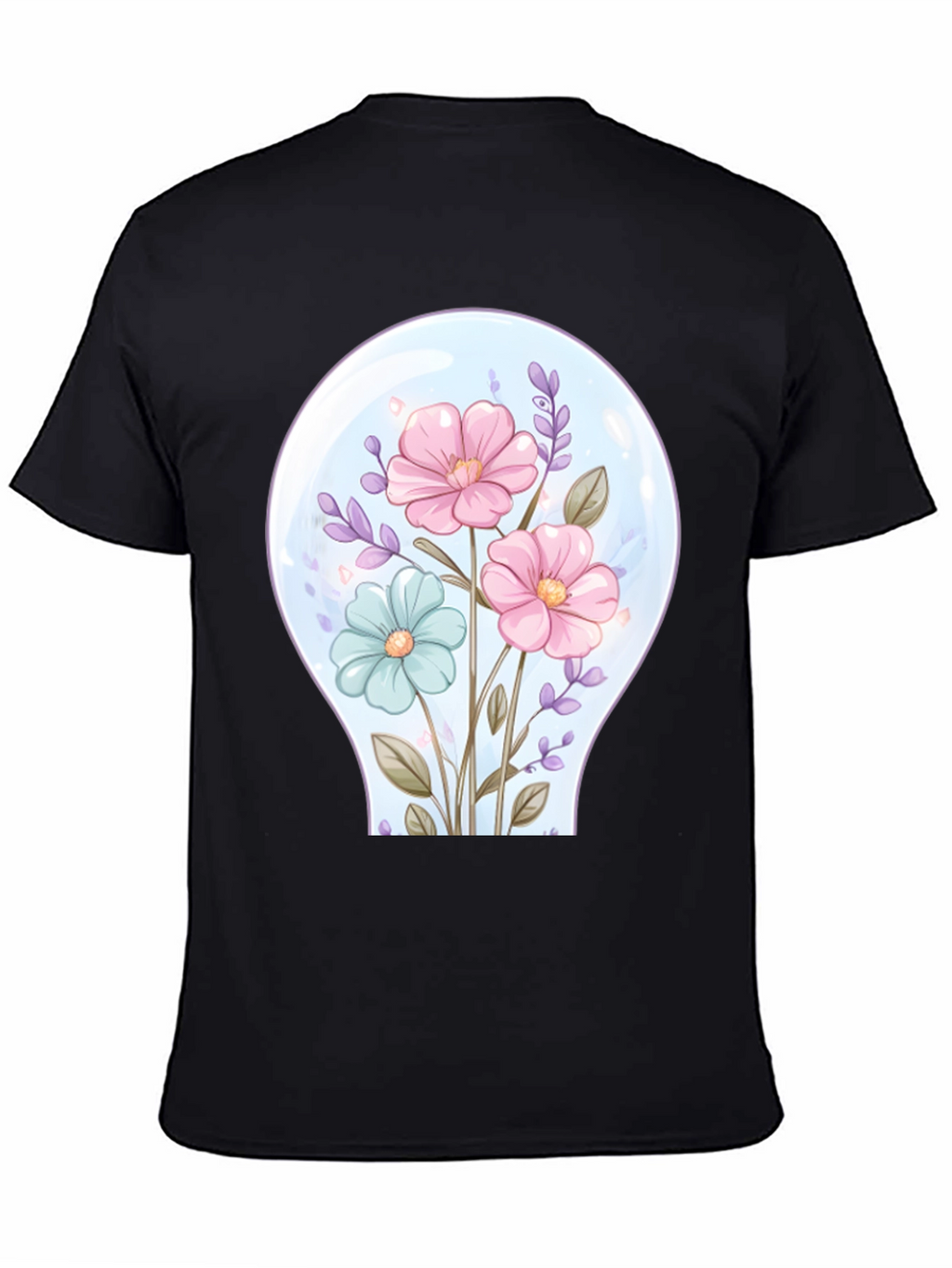 Floral Lightbulb Graphic Tee - Unique Design T-Shirt
