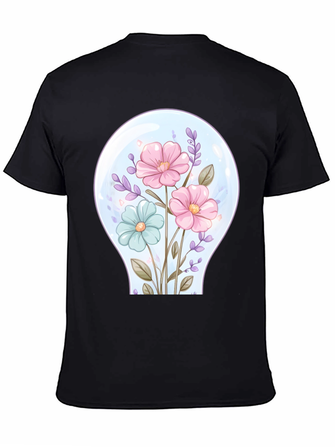Floral Lightbulb Graphic Tee - Unique Design T-Shirt