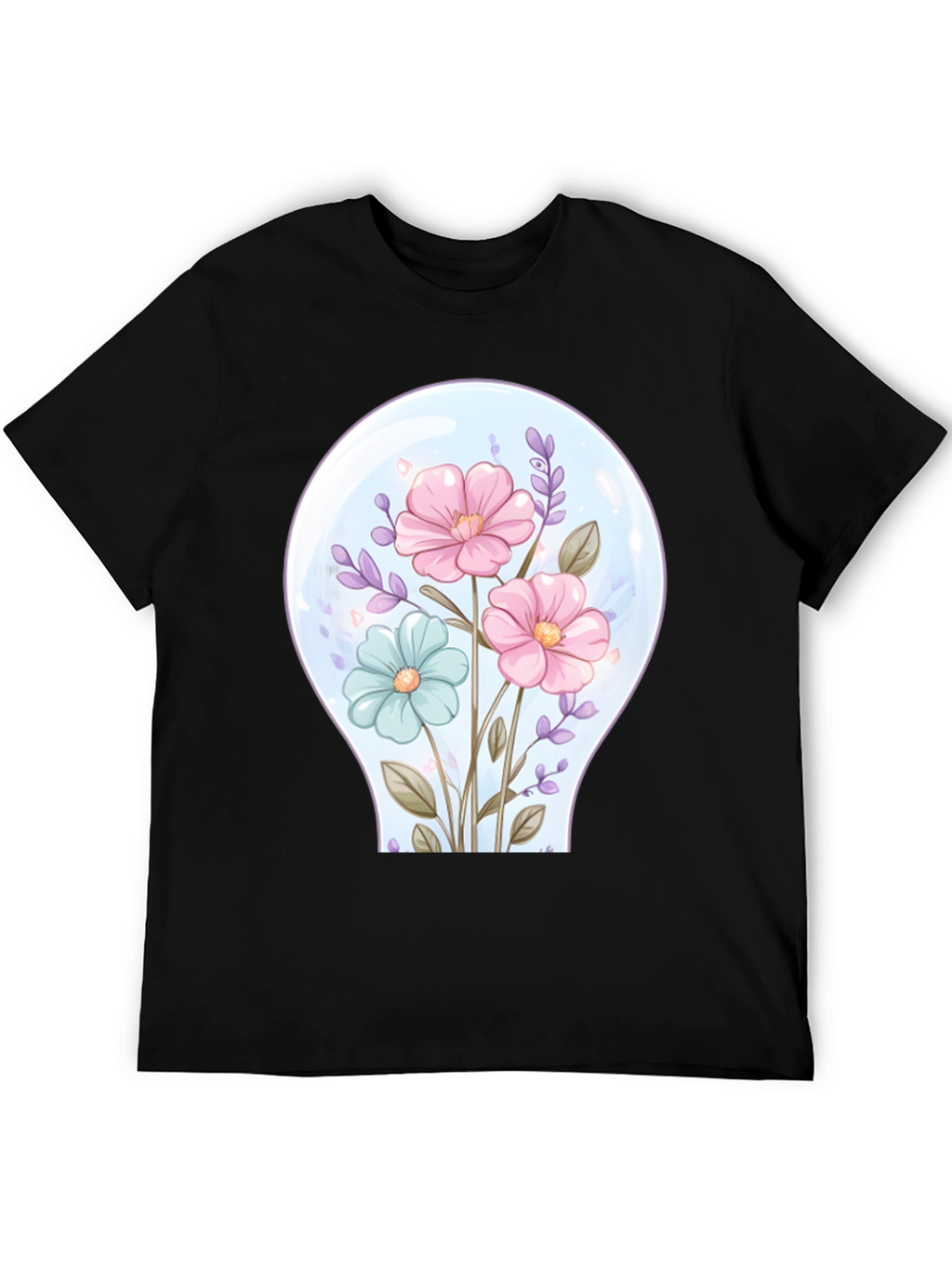 Floral Lightbulb Graphic Tee - Unique Design T-Shirt