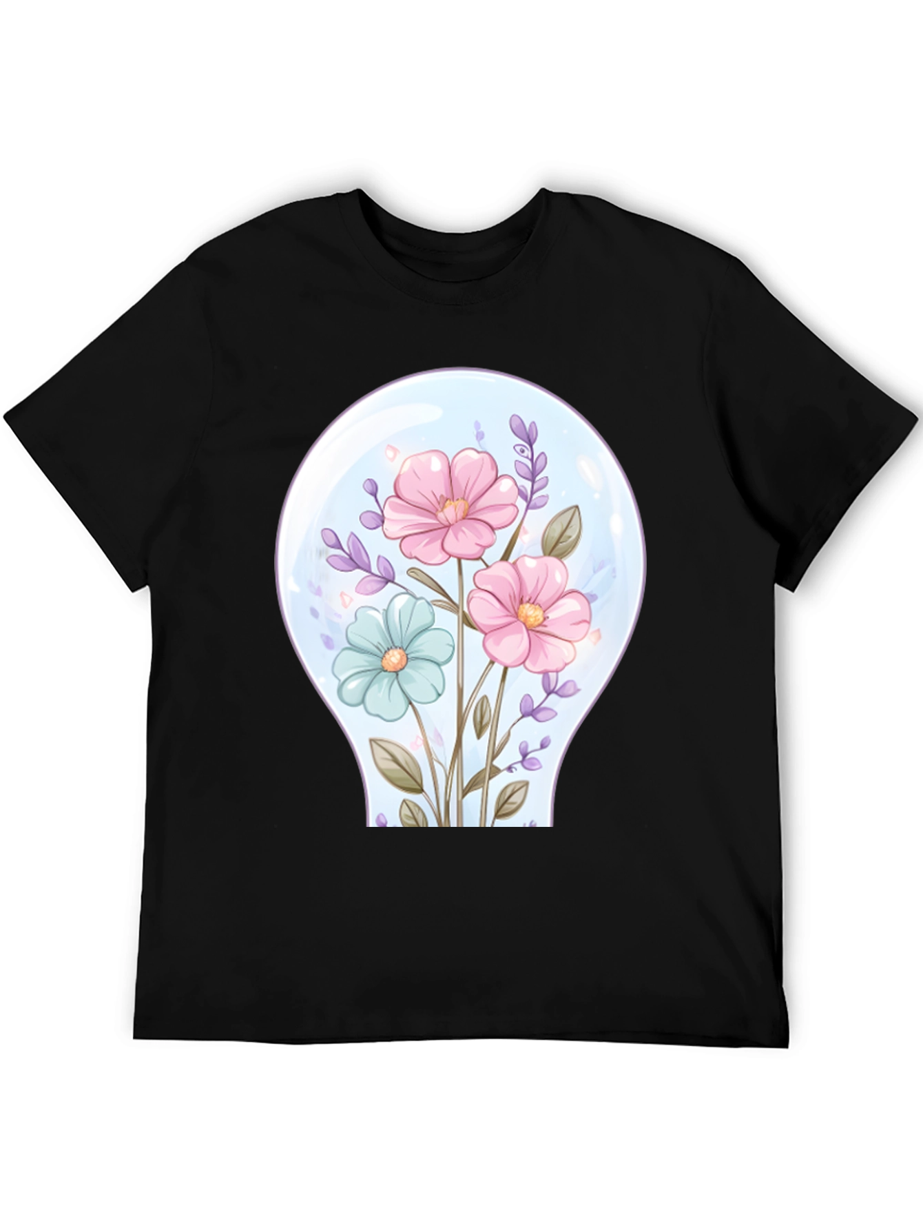 Floral Lightbulb Graphic Tee - Unique Design T-Shirt