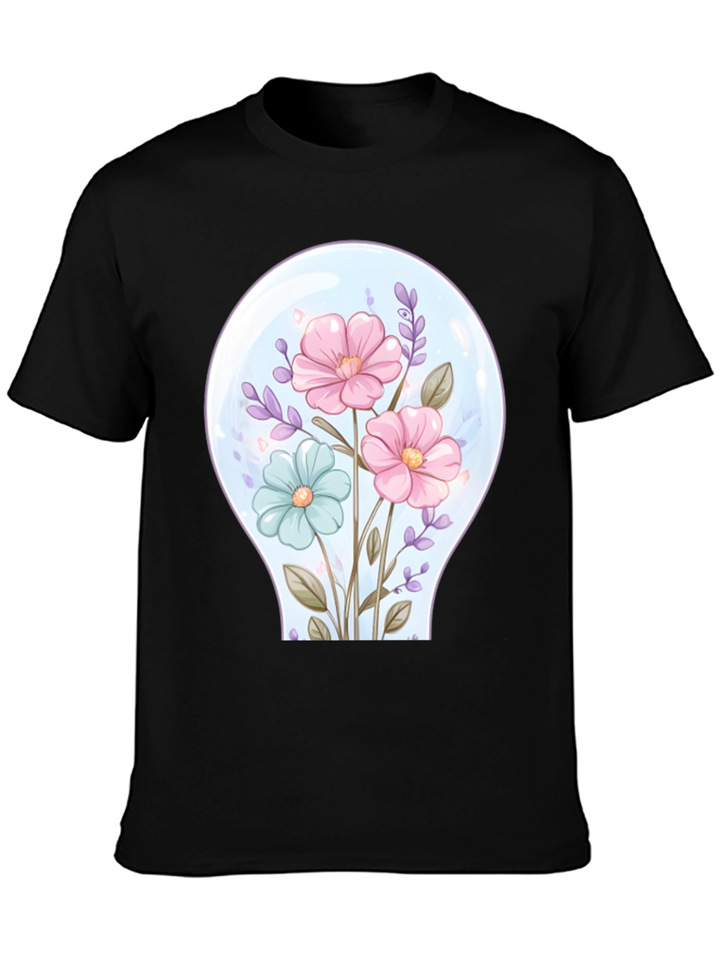 Floral Lightbulb Graphic Tee - Unique Design T-Shirt