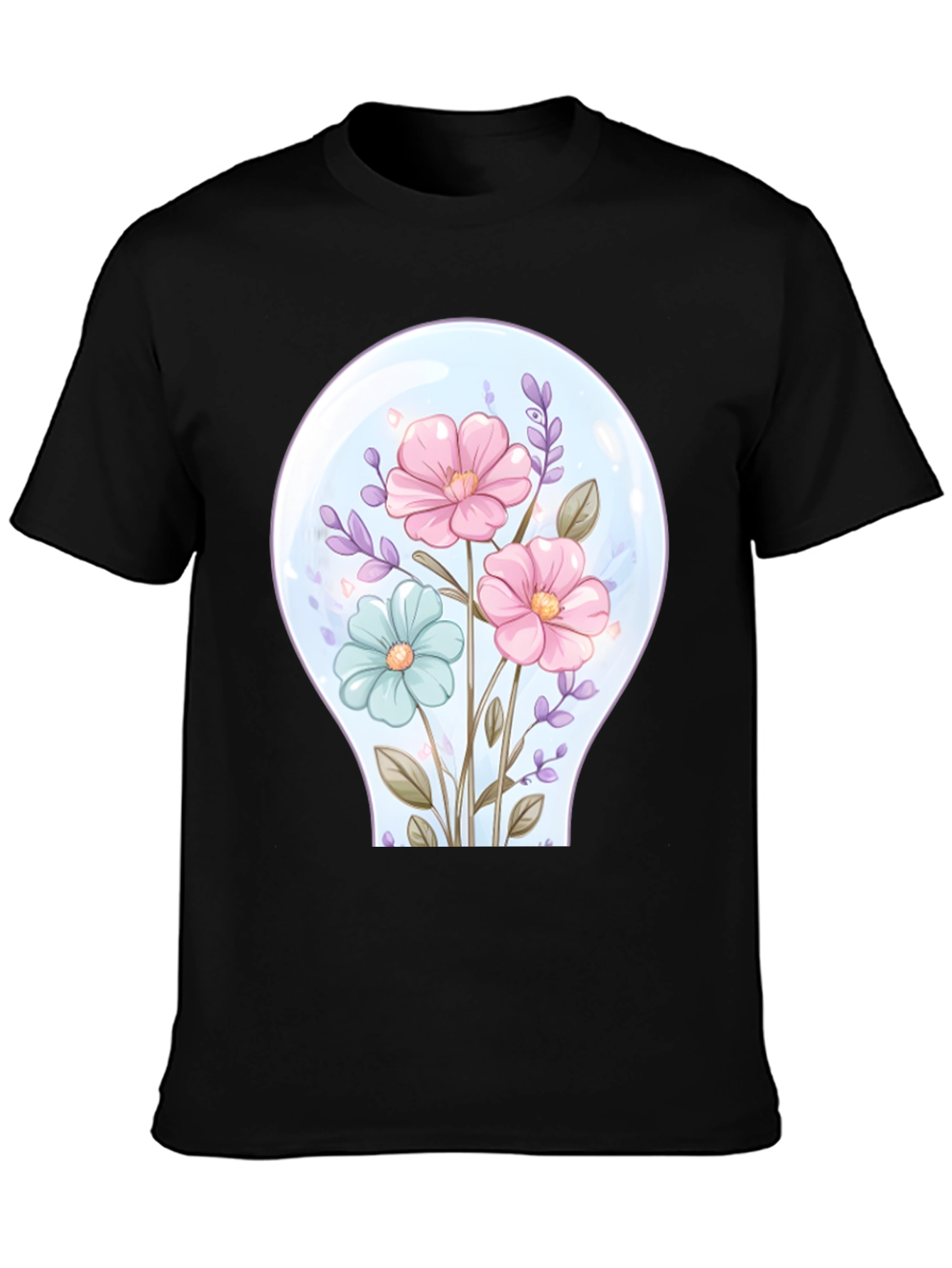 Floral Lightbulb Graphic Tee - Unique Design T-Shirt