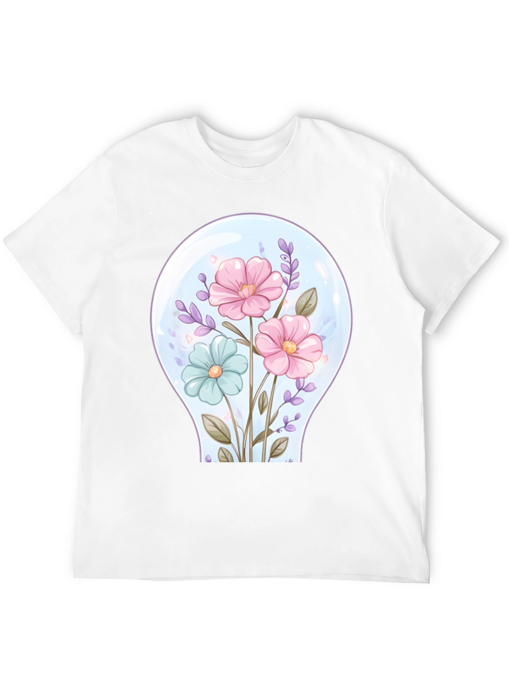 Floral Lightbulb Graphic Tee - Unique Design T-Shirt