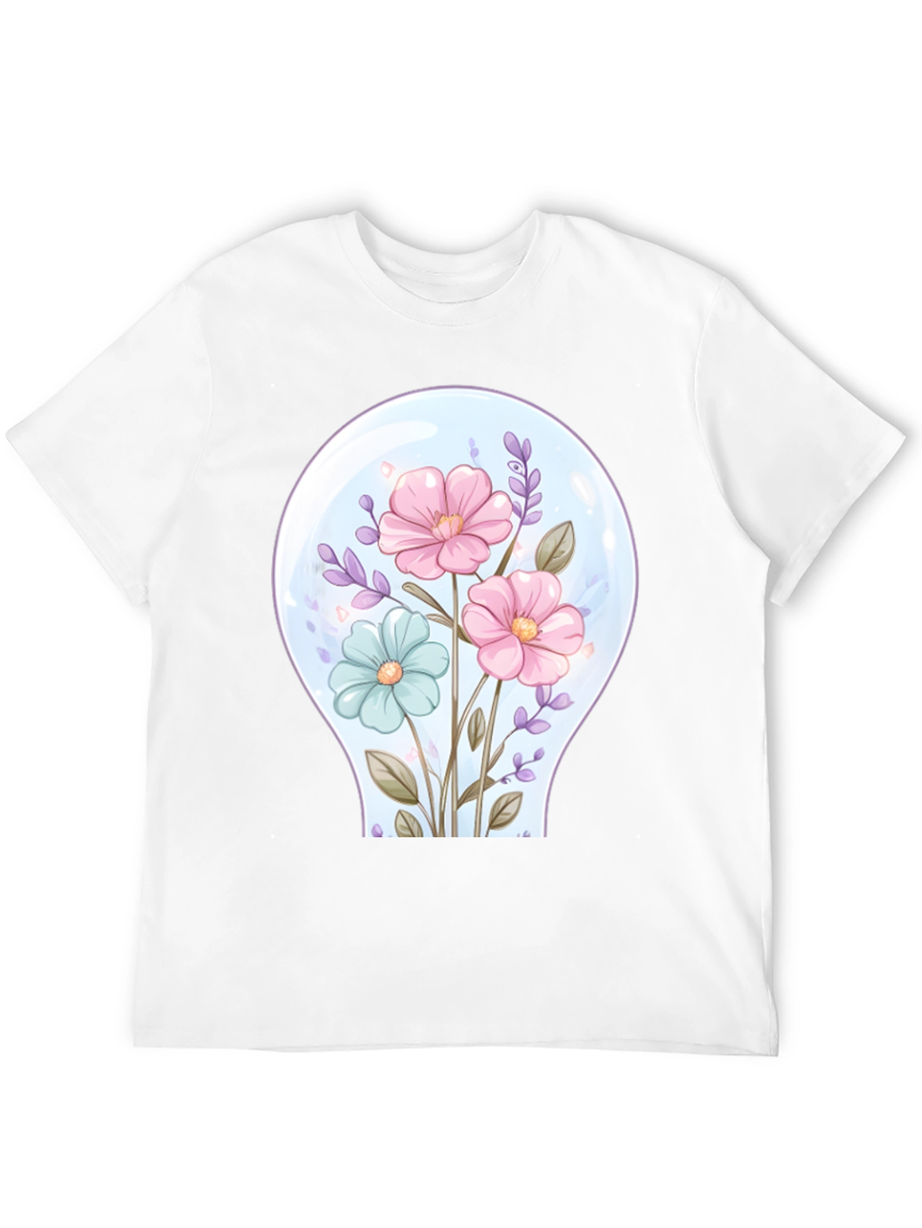 Floral Lightbulb Graphic Tee - Unique Design T-Shirt