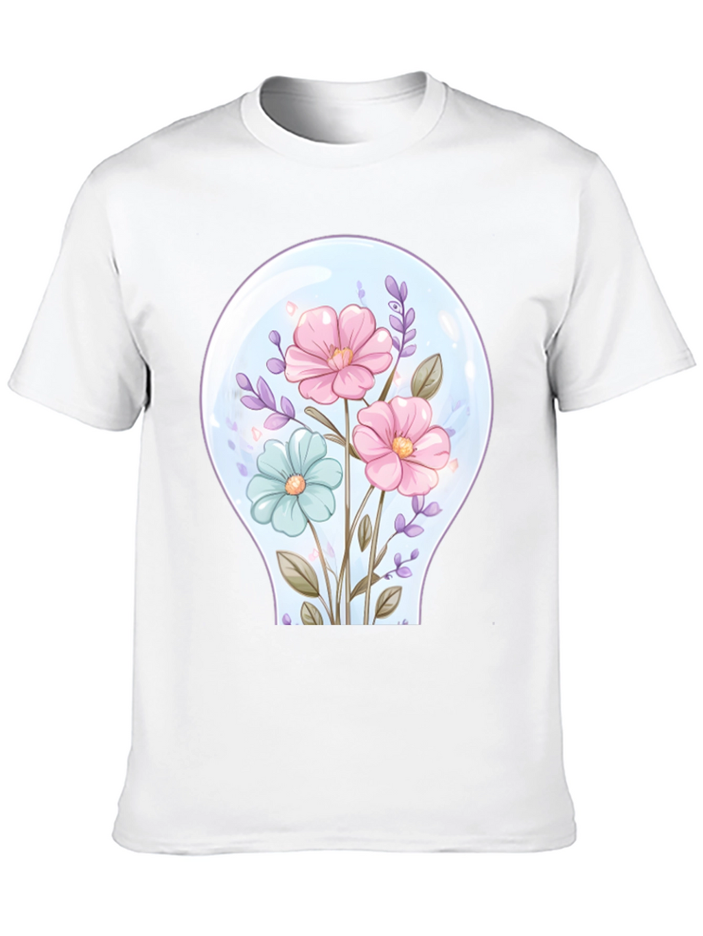 Floral Lightbulb Graphic Tee - Unique Design T-Shirt