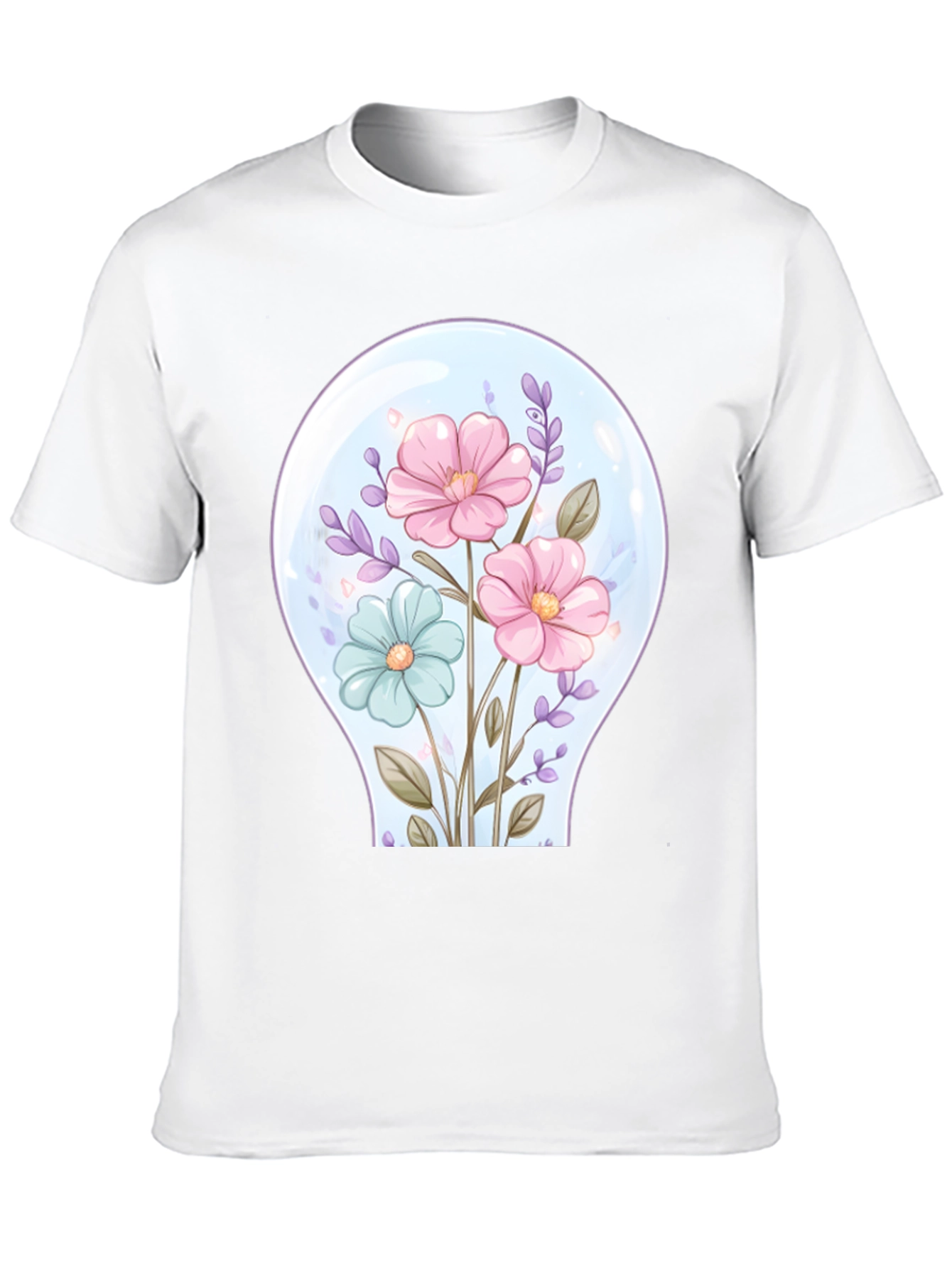 Floral Lightbulb Graphic Tee - Unique Design T-Shirt