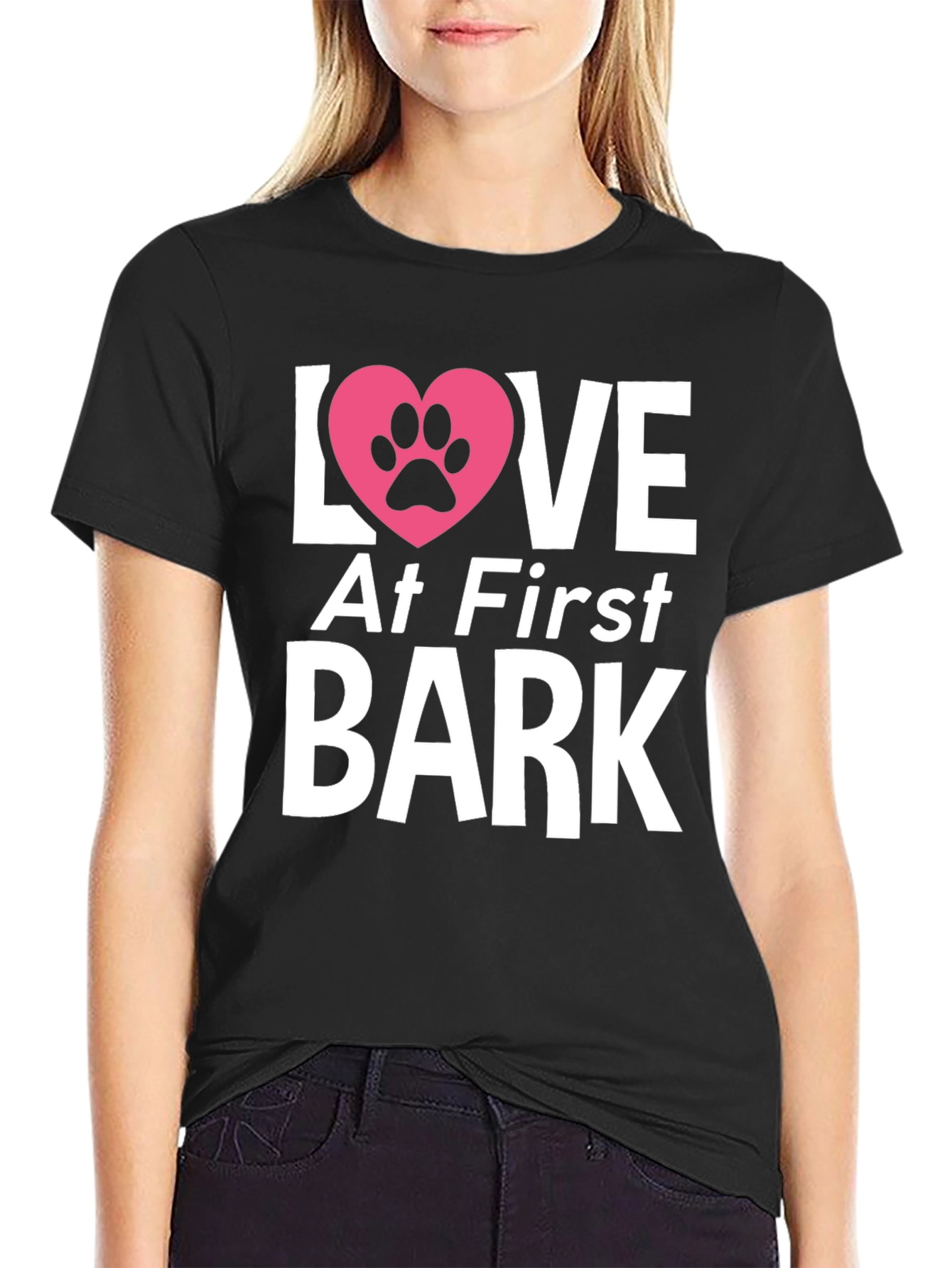 Love at First Bark T-Shirt | Dog Paw Heart Tee