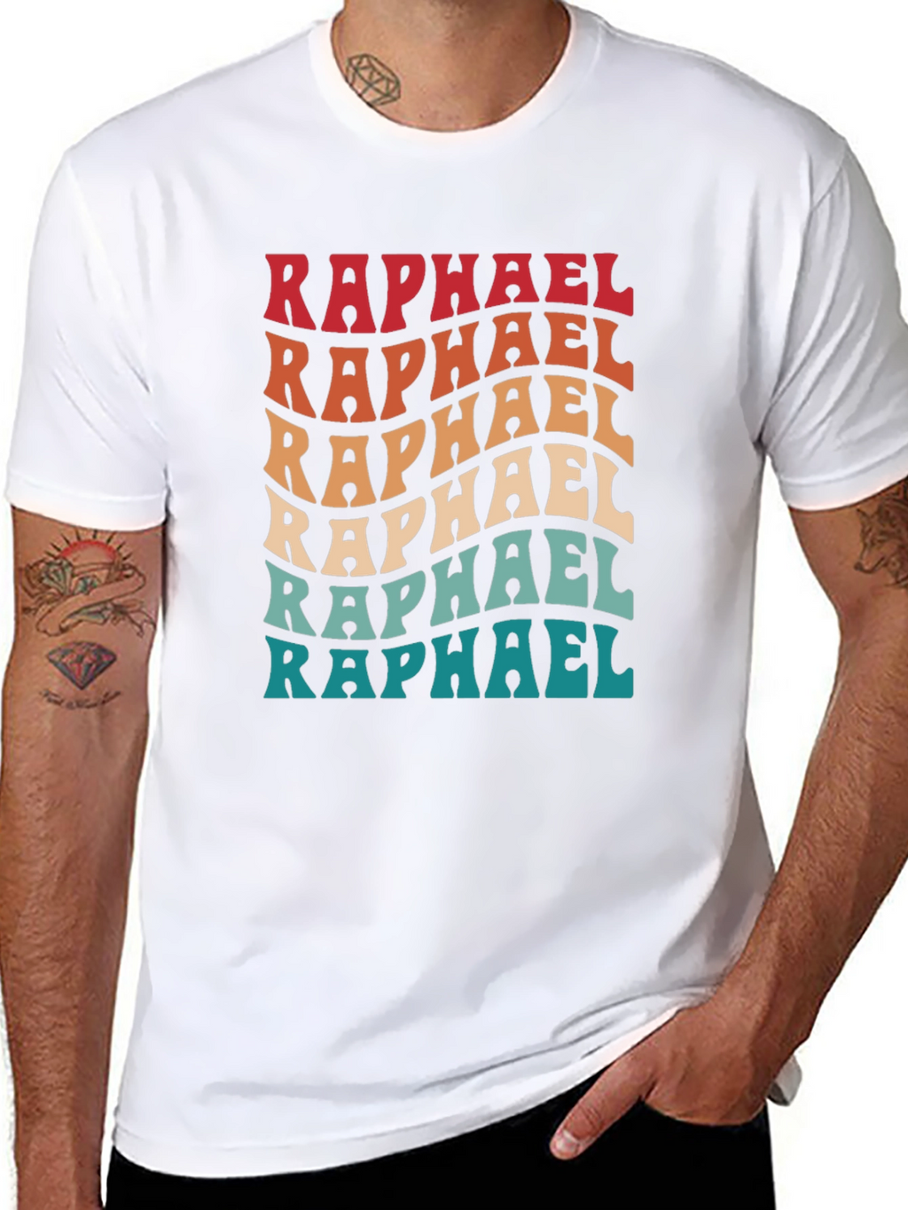 Retro Raphael Tee - Wavy Font Black T-Shirt
