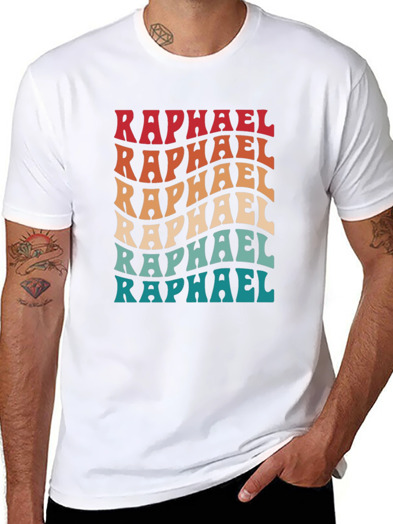 Retro Raphael Tee - Wavy Font Black T-Shirt
