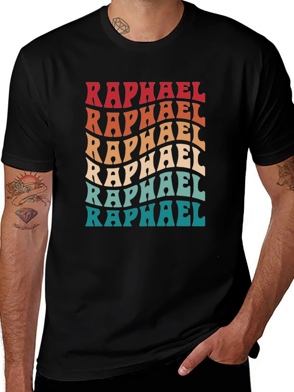 Retro Raphael Tee - Wavy Font Black T-Shirt