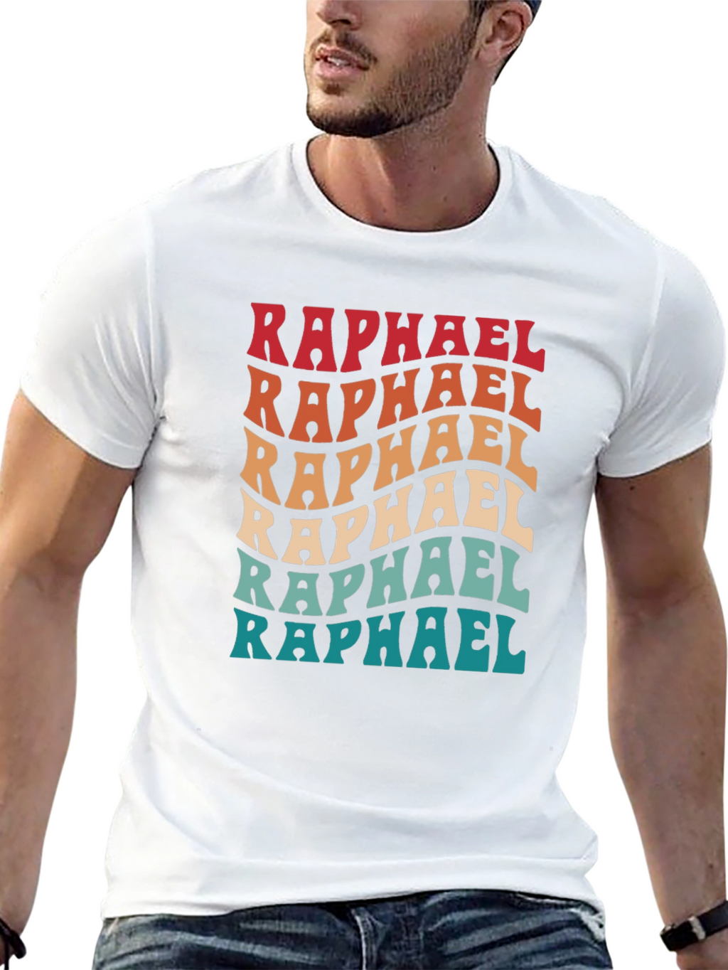 Retro Raphael Tee - Wavy Font Black T-Shirt