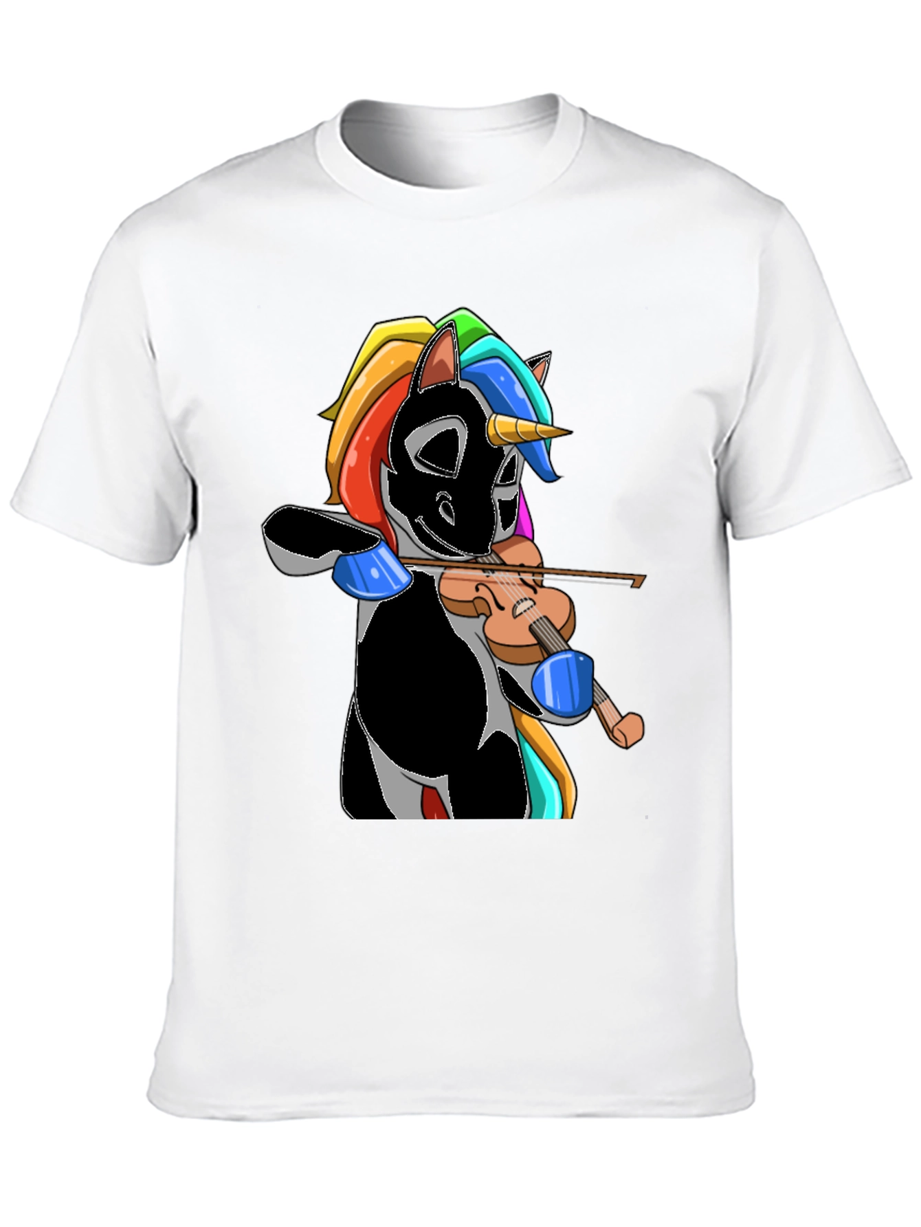 Unicorn Violinist Graphic Tee - Black