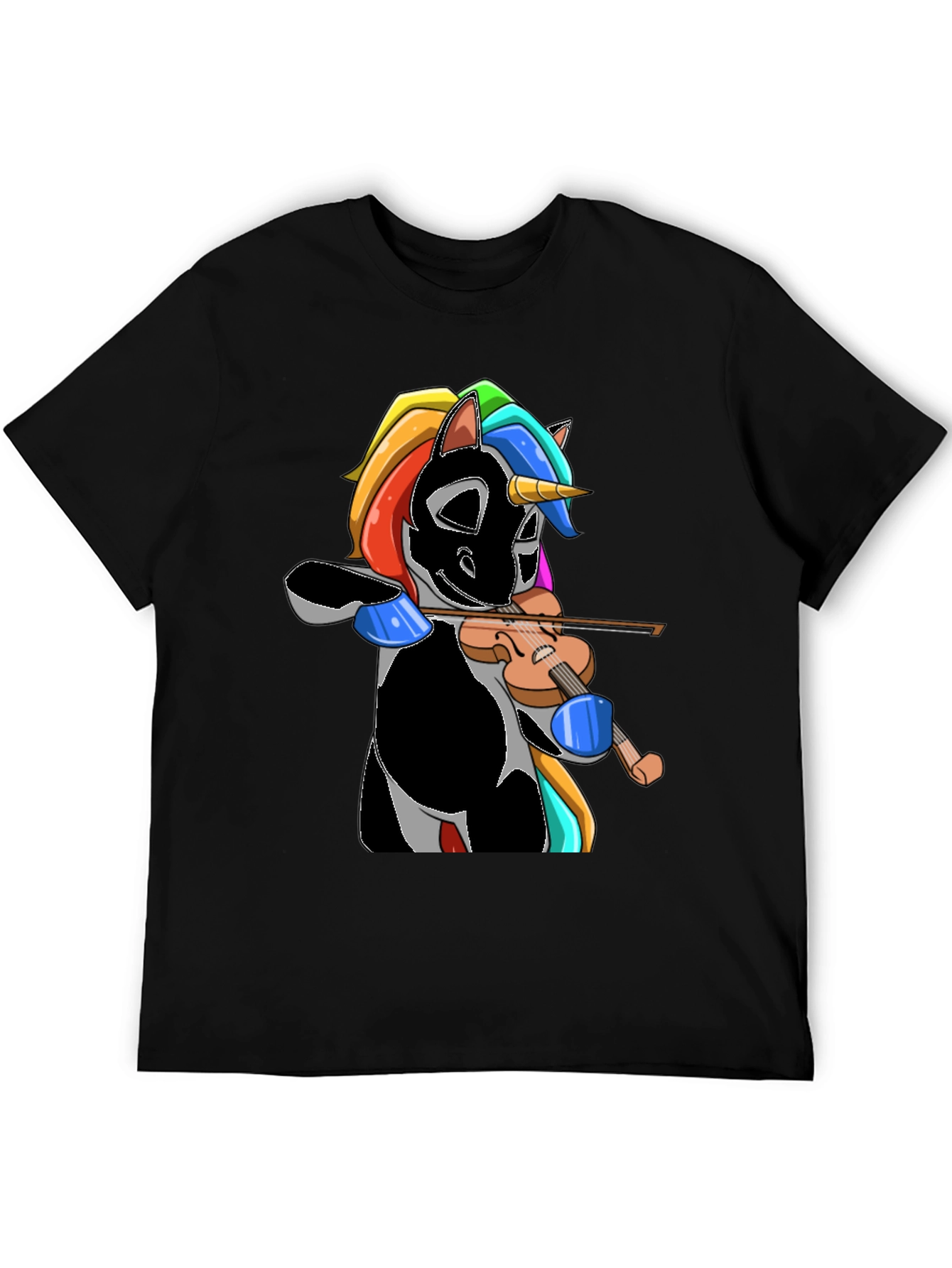 Unicorn Violinist Graphic Tee - Black
