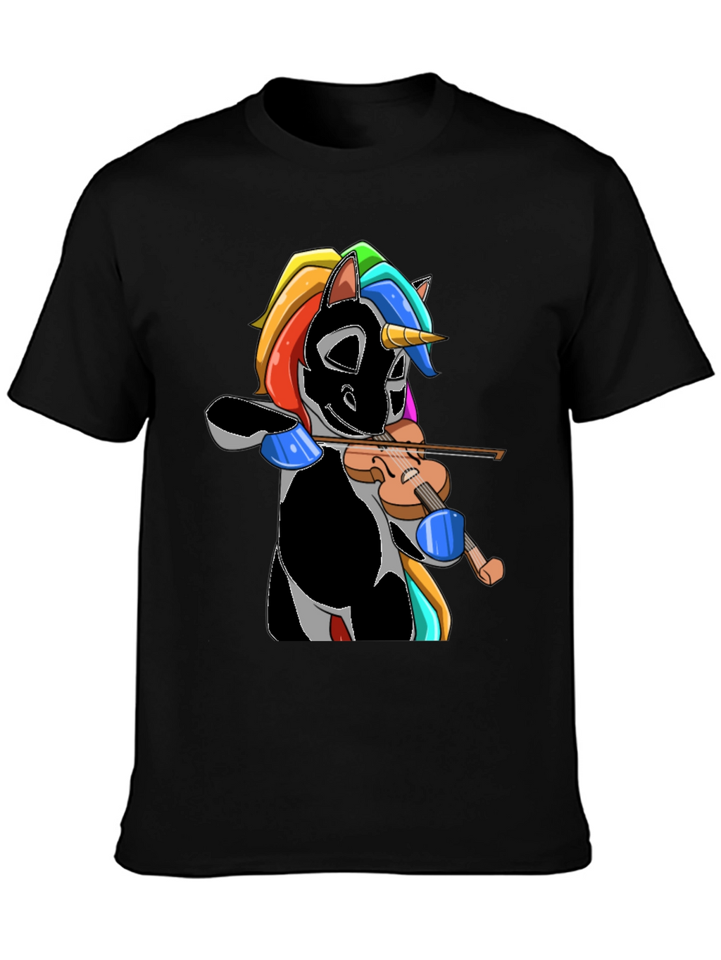 Unicorn Violinist Graphic Tee - Black