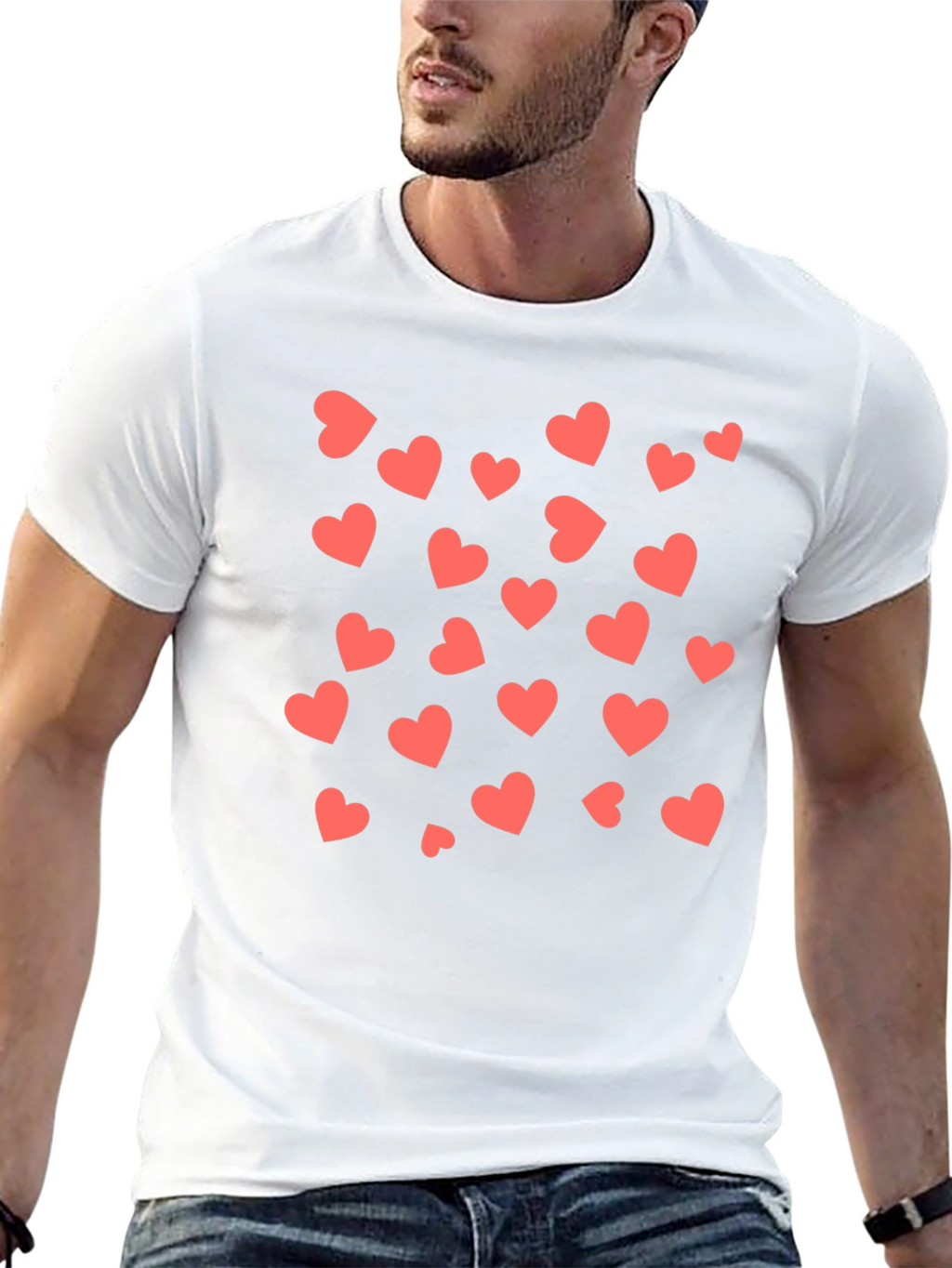Heart Print Black T-Shirt