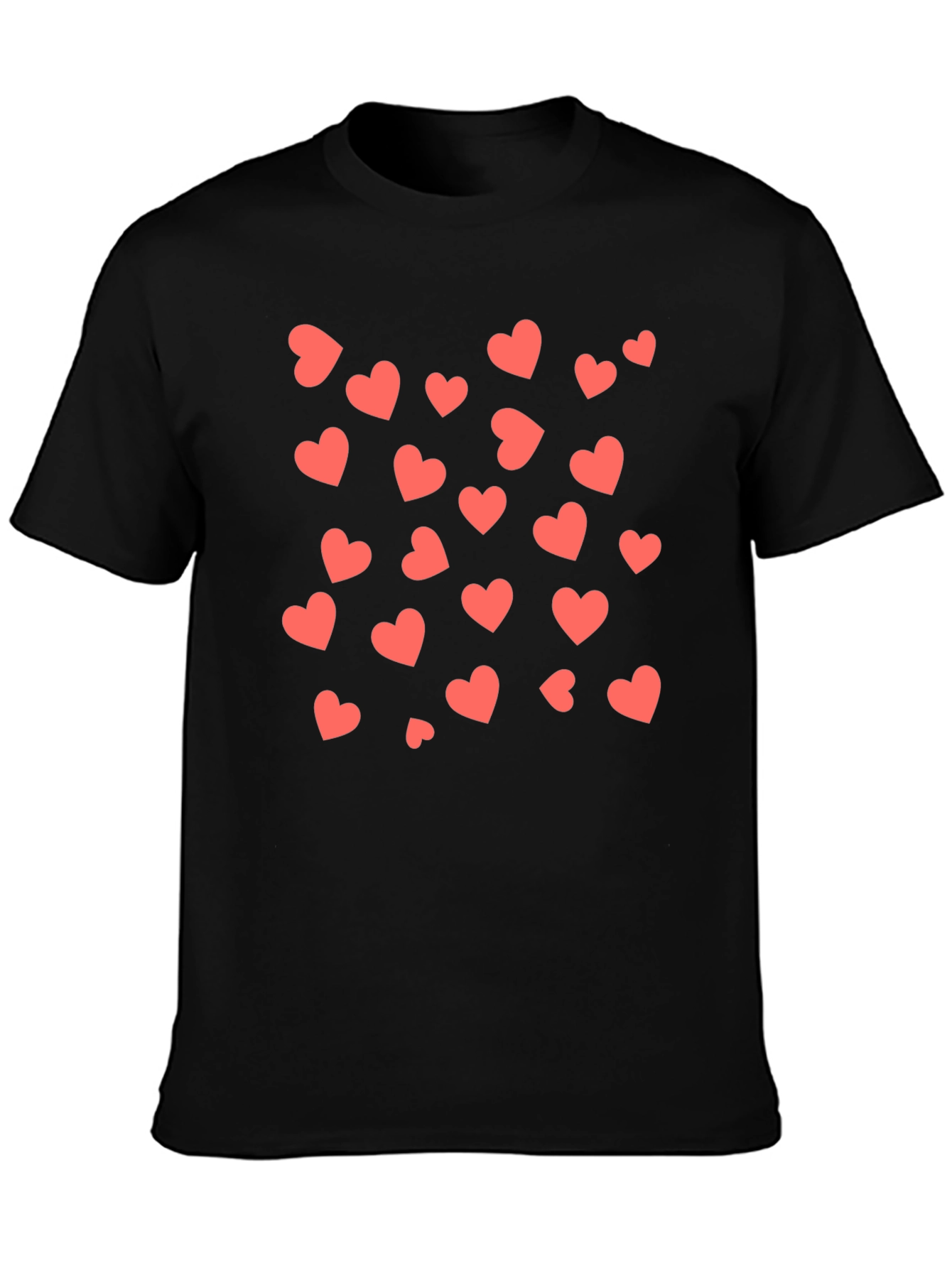 Heart Print Black T-Shirt