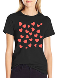 Heart Print Black T-Shirt