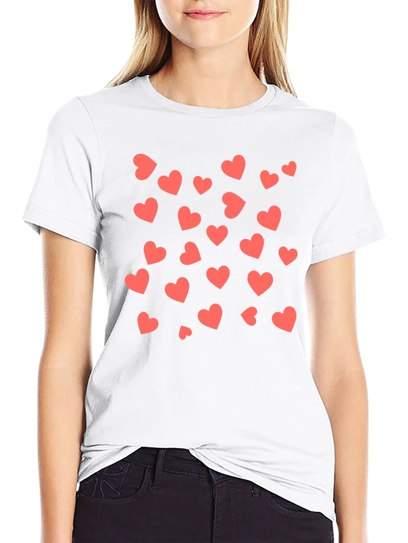 Heart Print Black T-Shirt