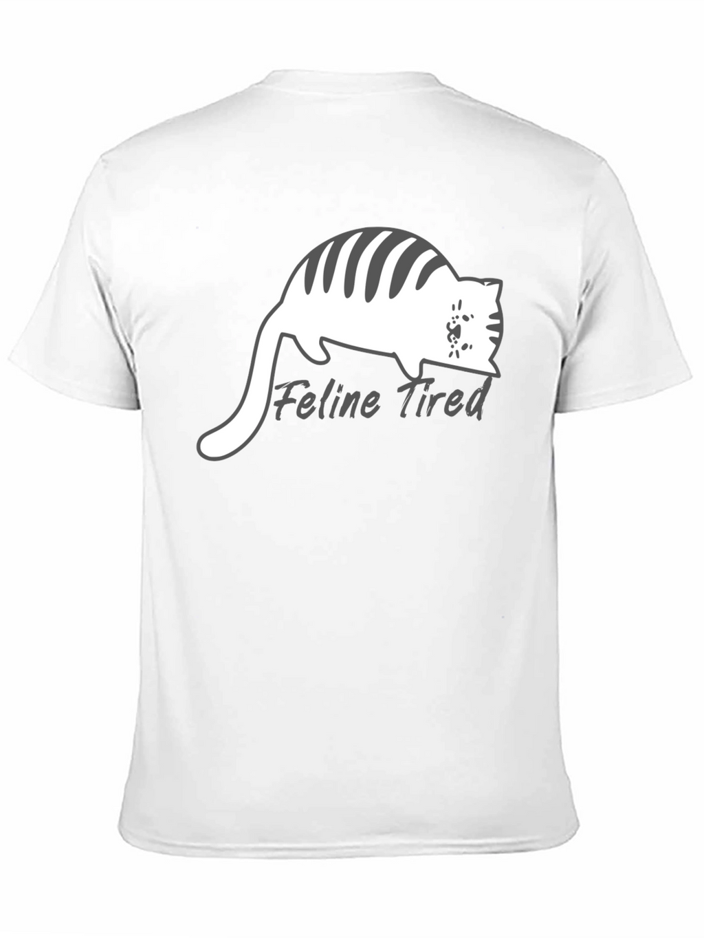 Feline Tired Black T-Shirt - Relaxed Cat Design