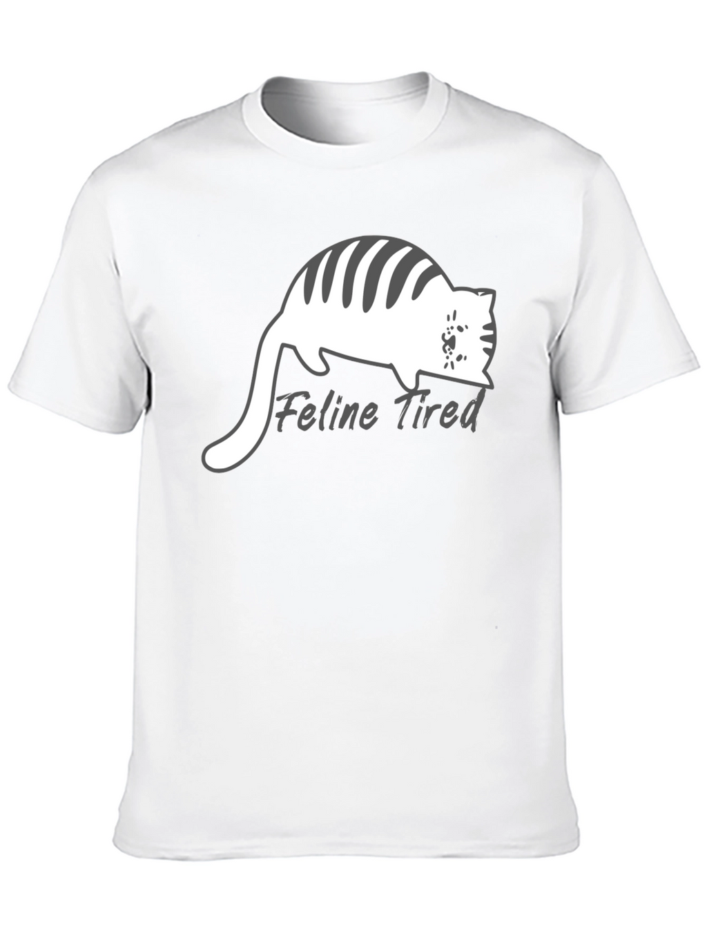 Feline Tired Black T-Shirt - Relaxed Cat Design