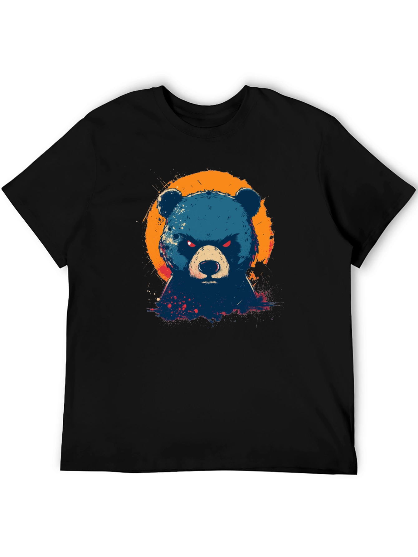Mens Black T-Shirt with Bear Graphic