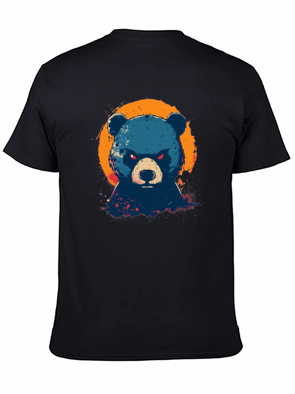 Mens Black T-Shirt with Bear Graphic