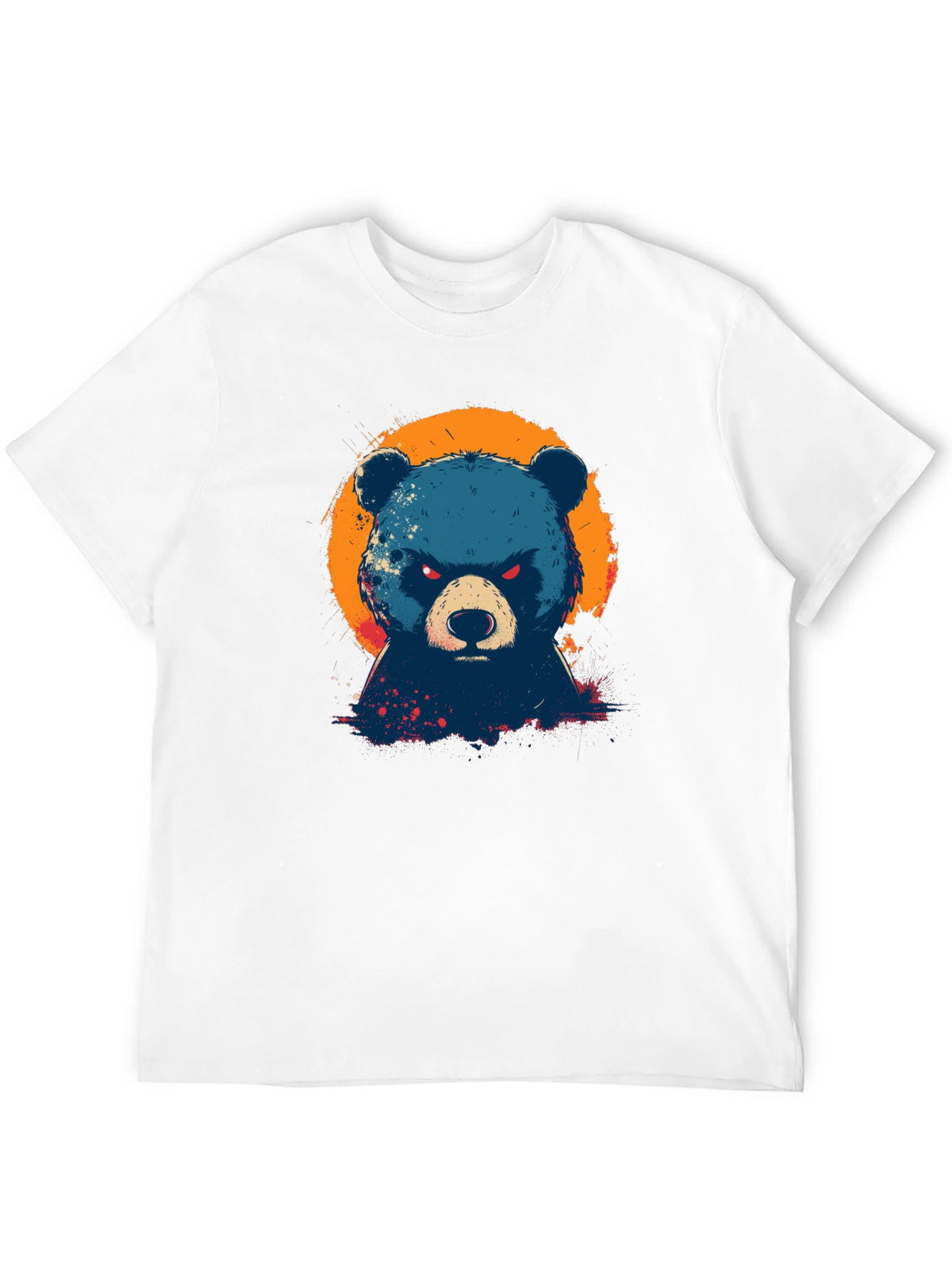 Mens Black T-Shirt with Bear Graphic