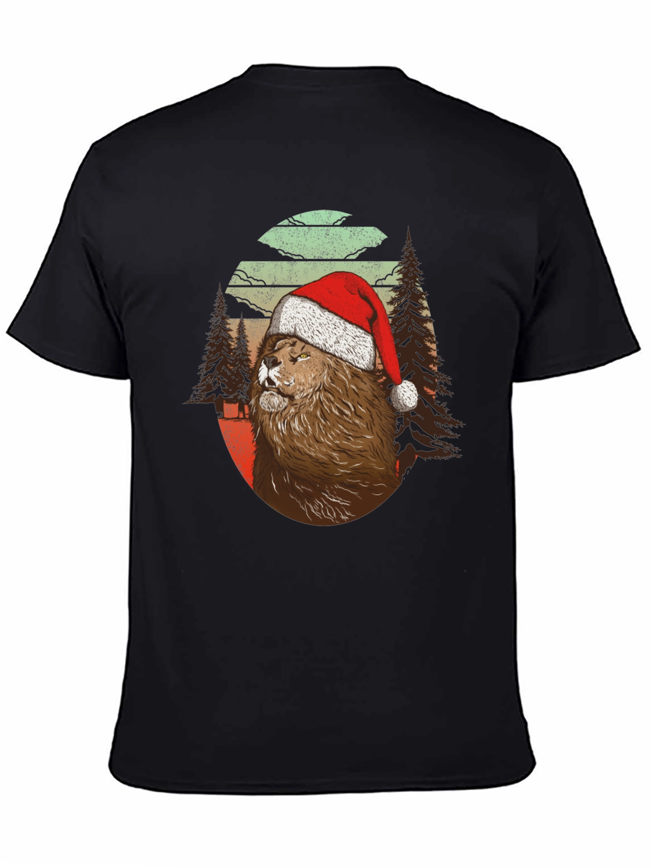 Festive Lion Graphic Tee - Holiday Style