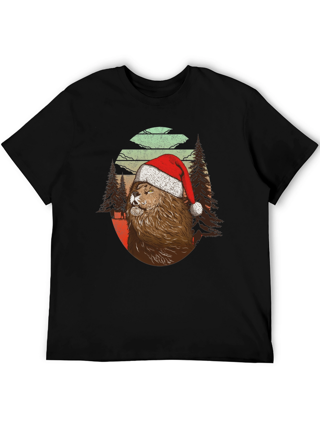Festive Lion Graphic Tee - Holiday Style