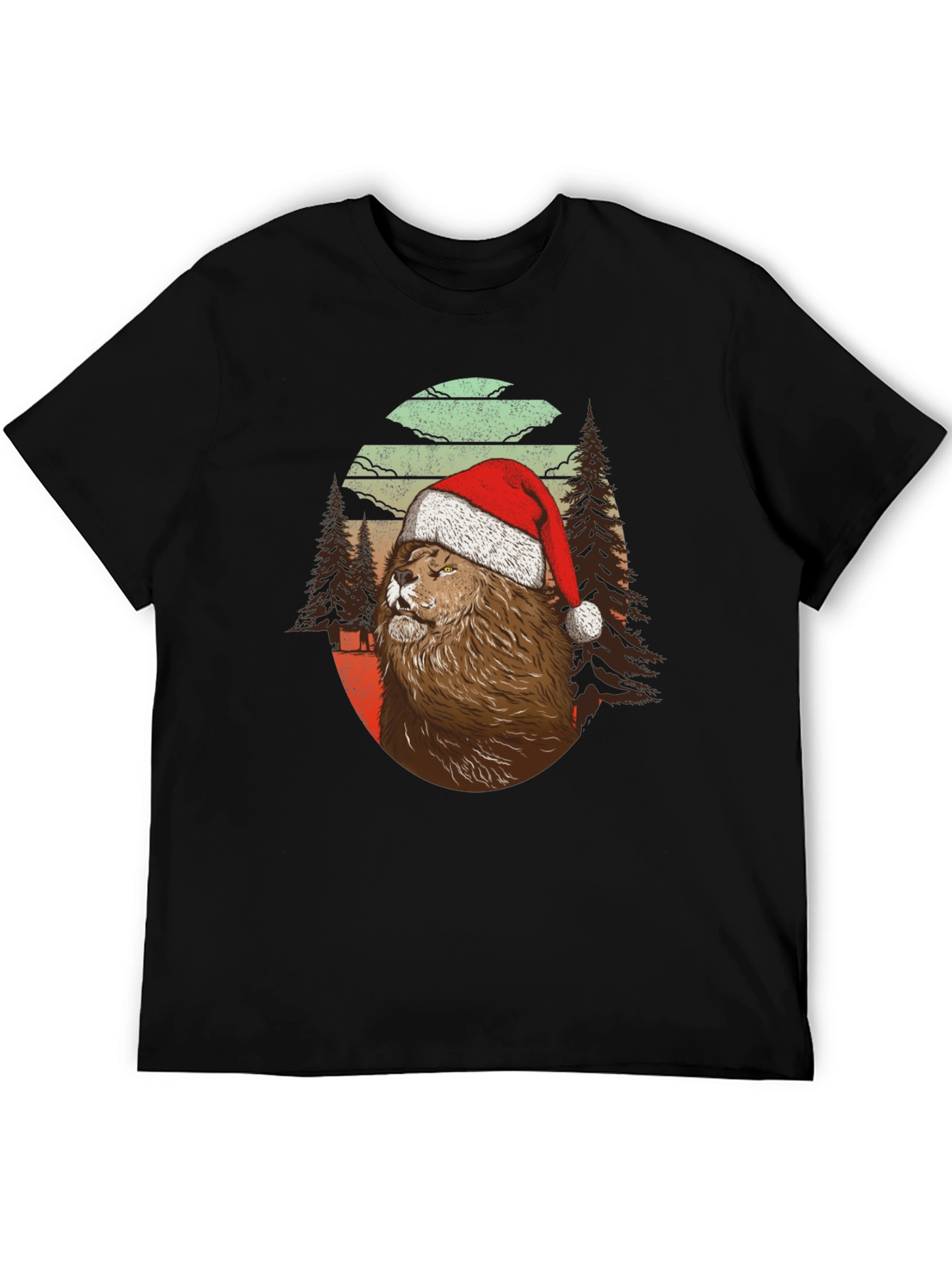 Festive Lion Graphic Tee - Holiday Style