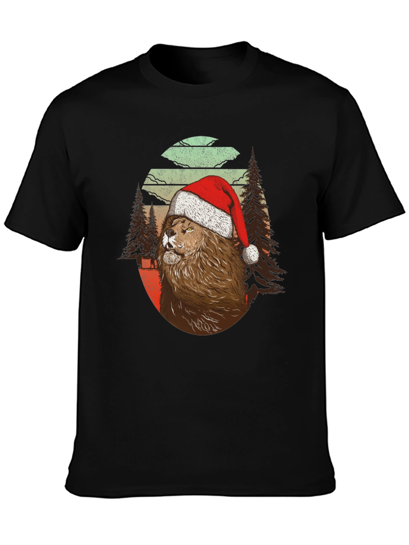 Festive Lion Graphic Tee - Holiday Style