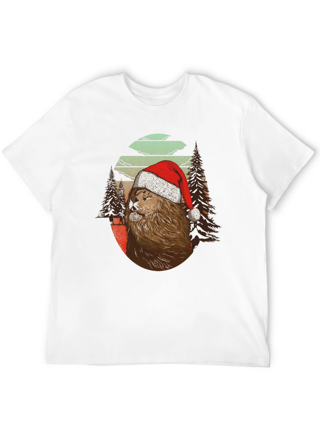 Festive Lion Graphic Tee - Holiday Style