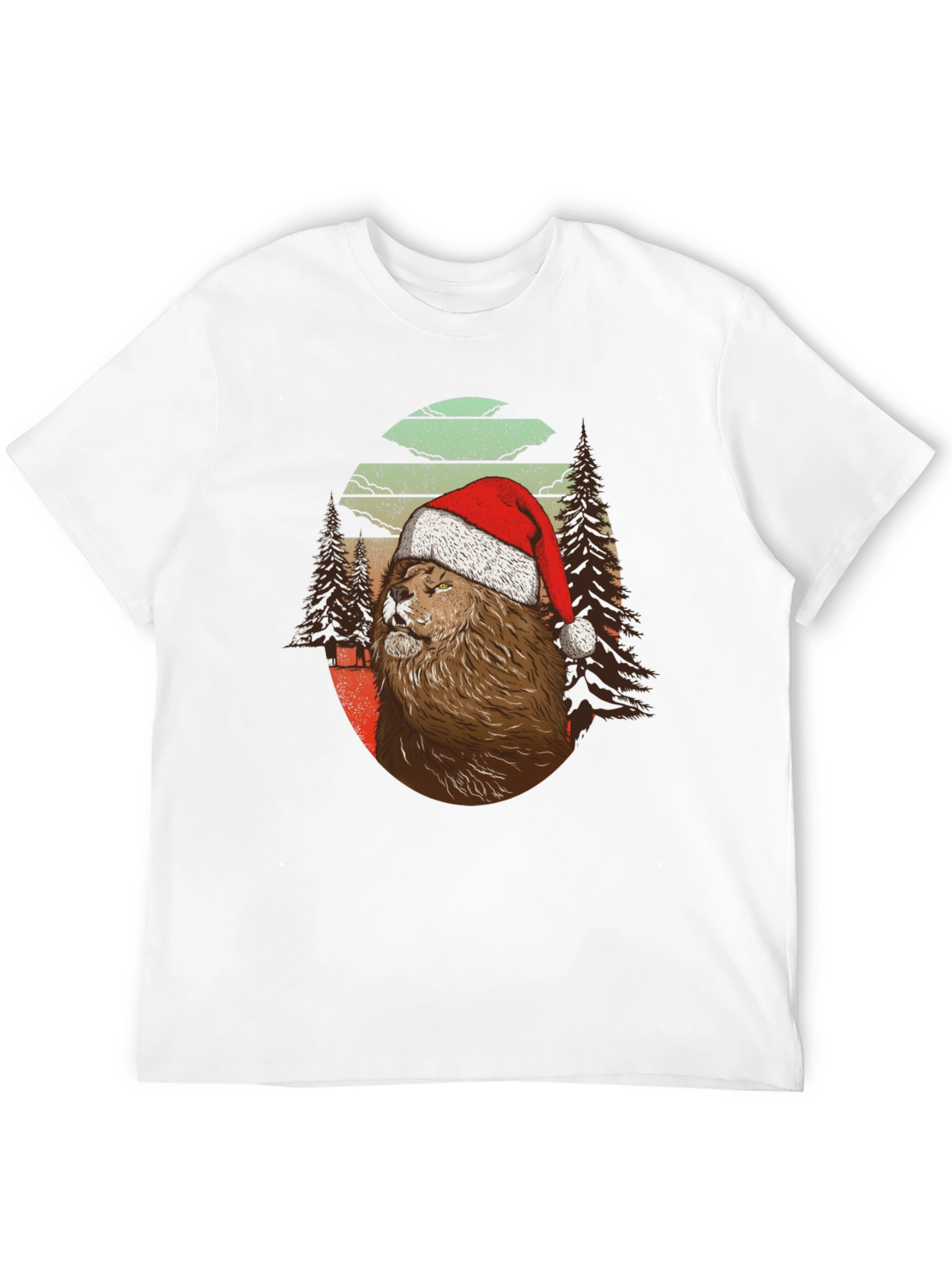 Festive Lion Graphic Tee - Holiday Style