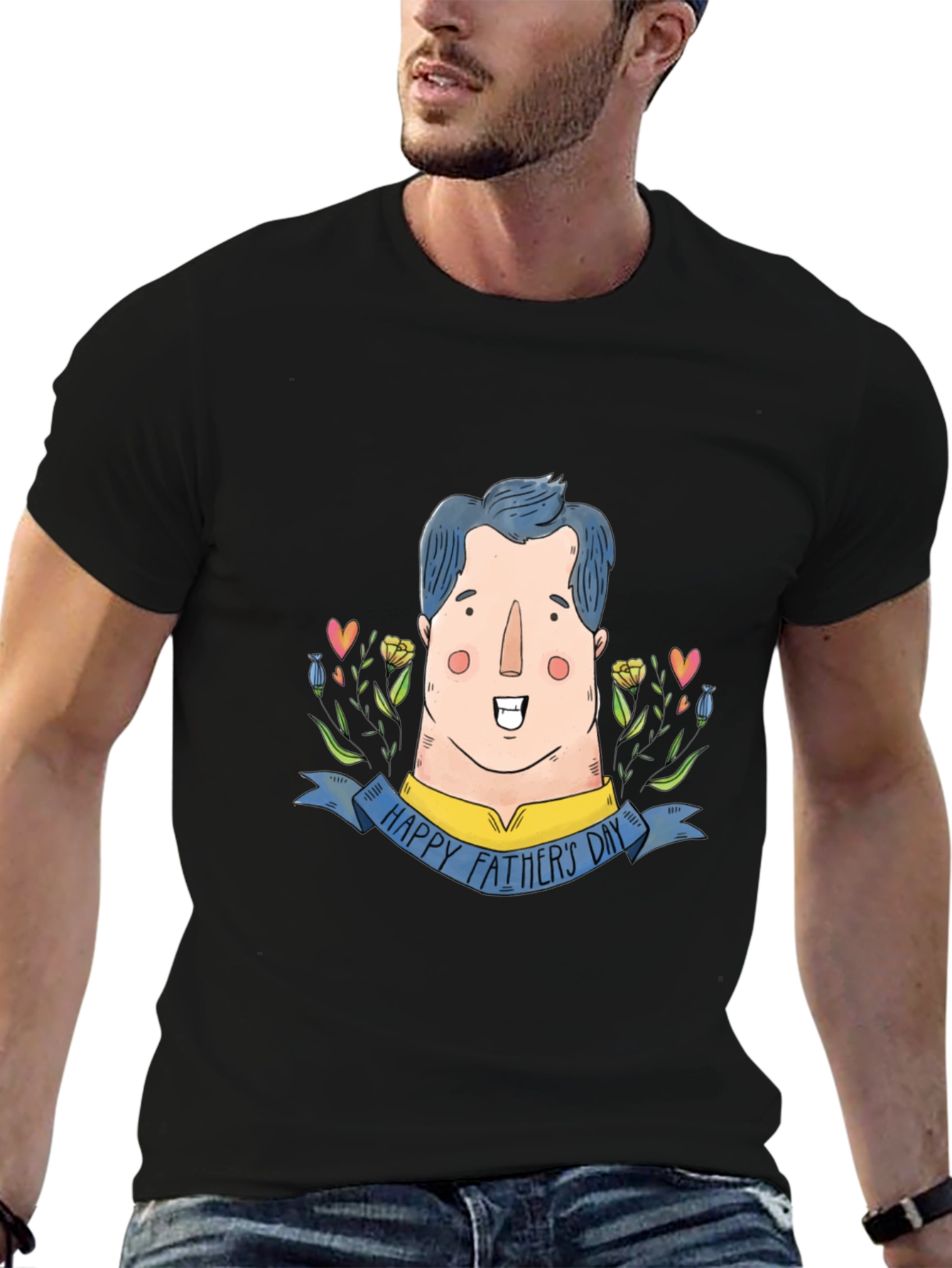Happy Fathers Day Cartoon Dad Graphic Tee