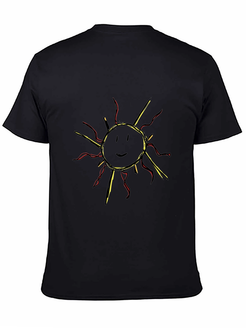 Smiling Sun Graphic Tee - Black Cotton T-Shirt