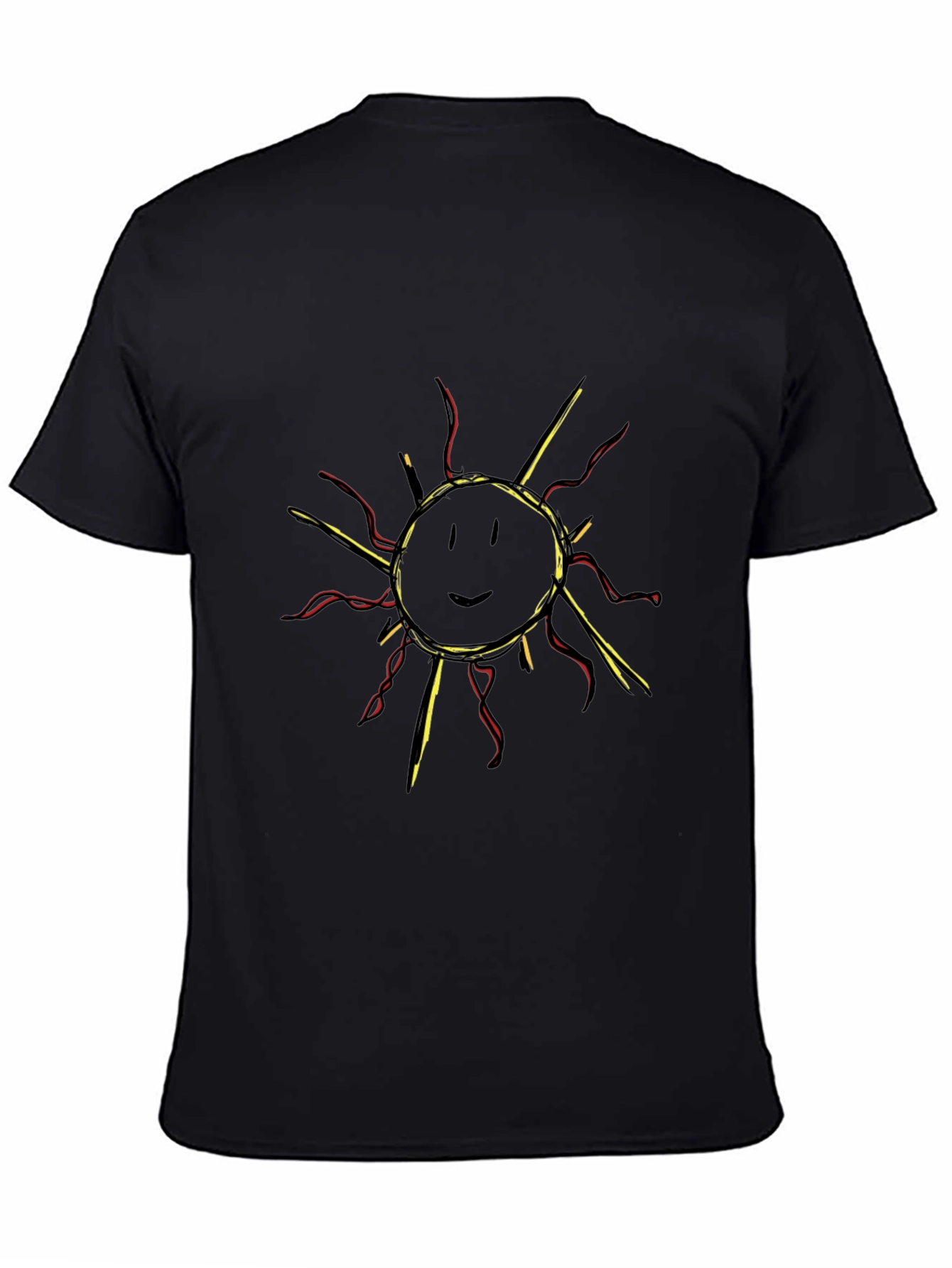 Smiling Sun Graphic Tee - Black Cotton T-Shirt