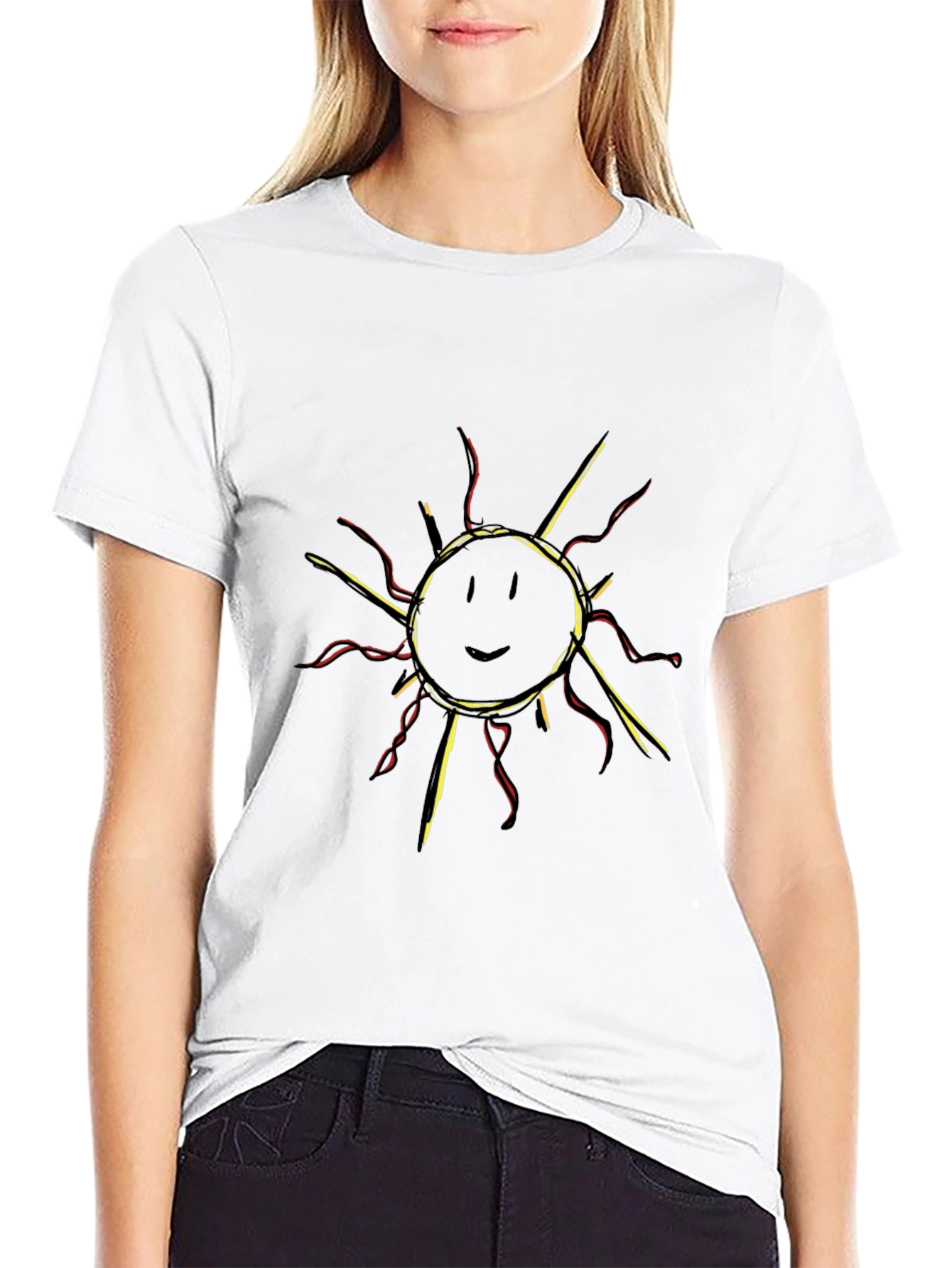 Smiling Sun Graphic Tee - Black Cotton T-Shirt