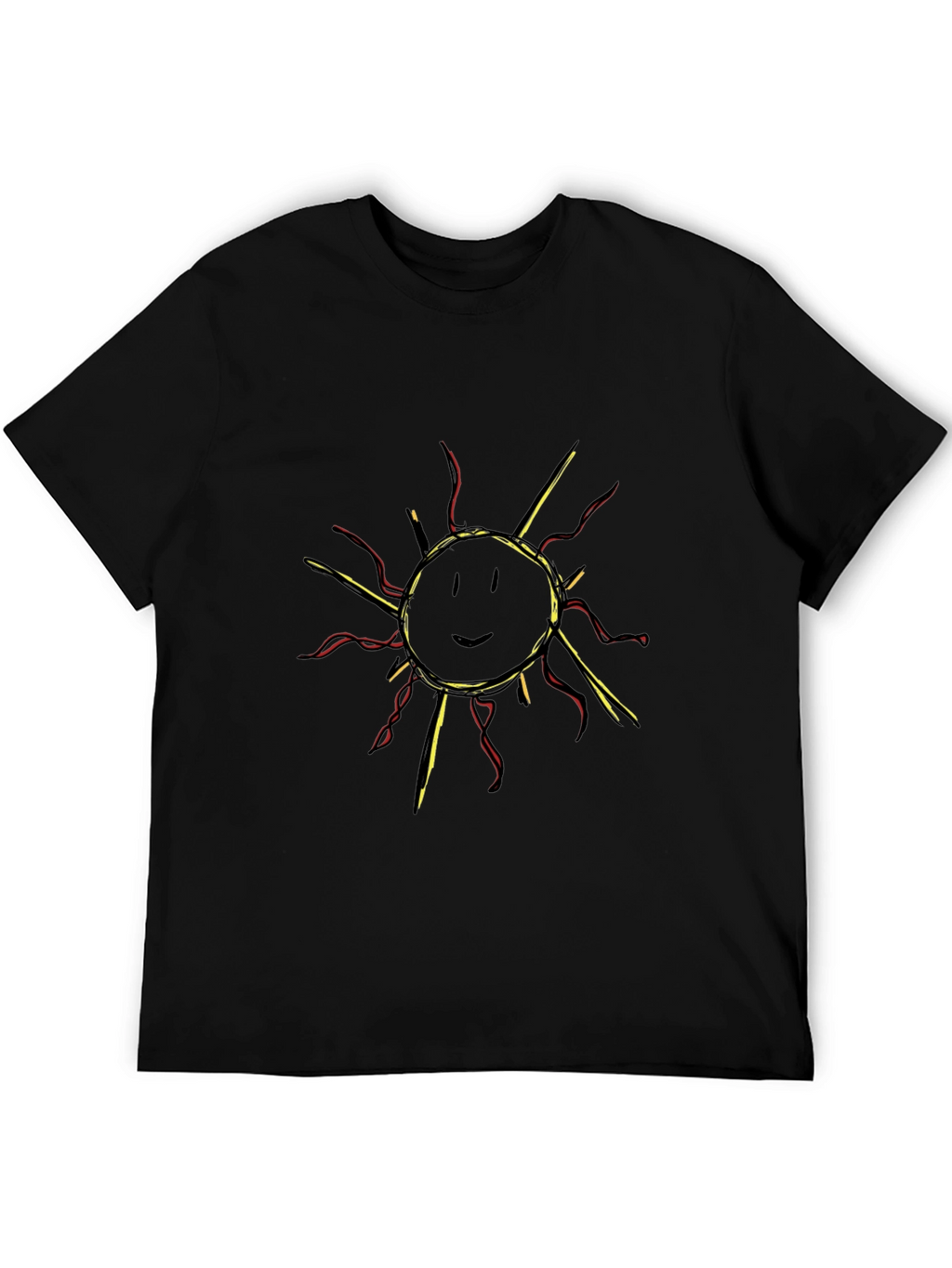 Smiling Sun Graphic Tee - Black Cotton T-Shirt