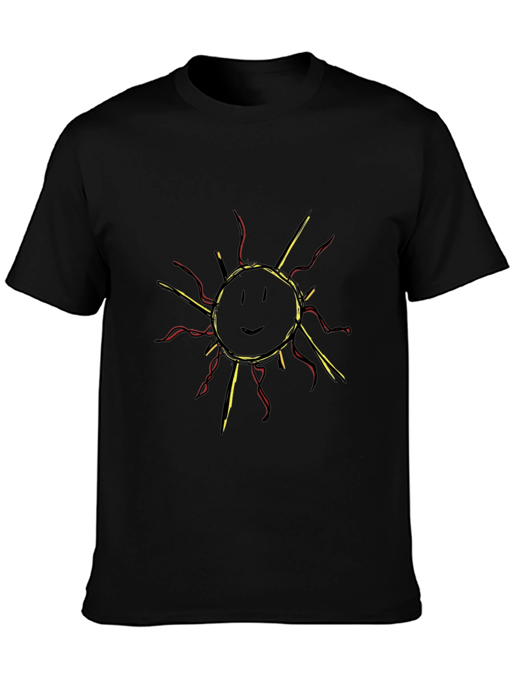 Smiling Sun Graphic Tee - Black Cotton T-Shirt