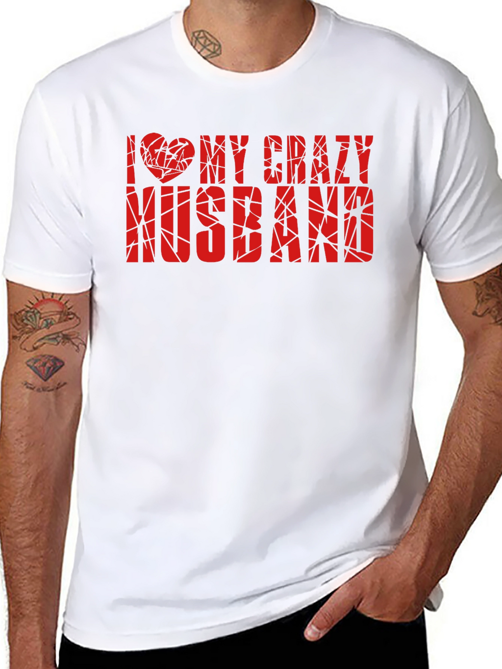 I Love My Crazy Husband Graphic Tee - Black