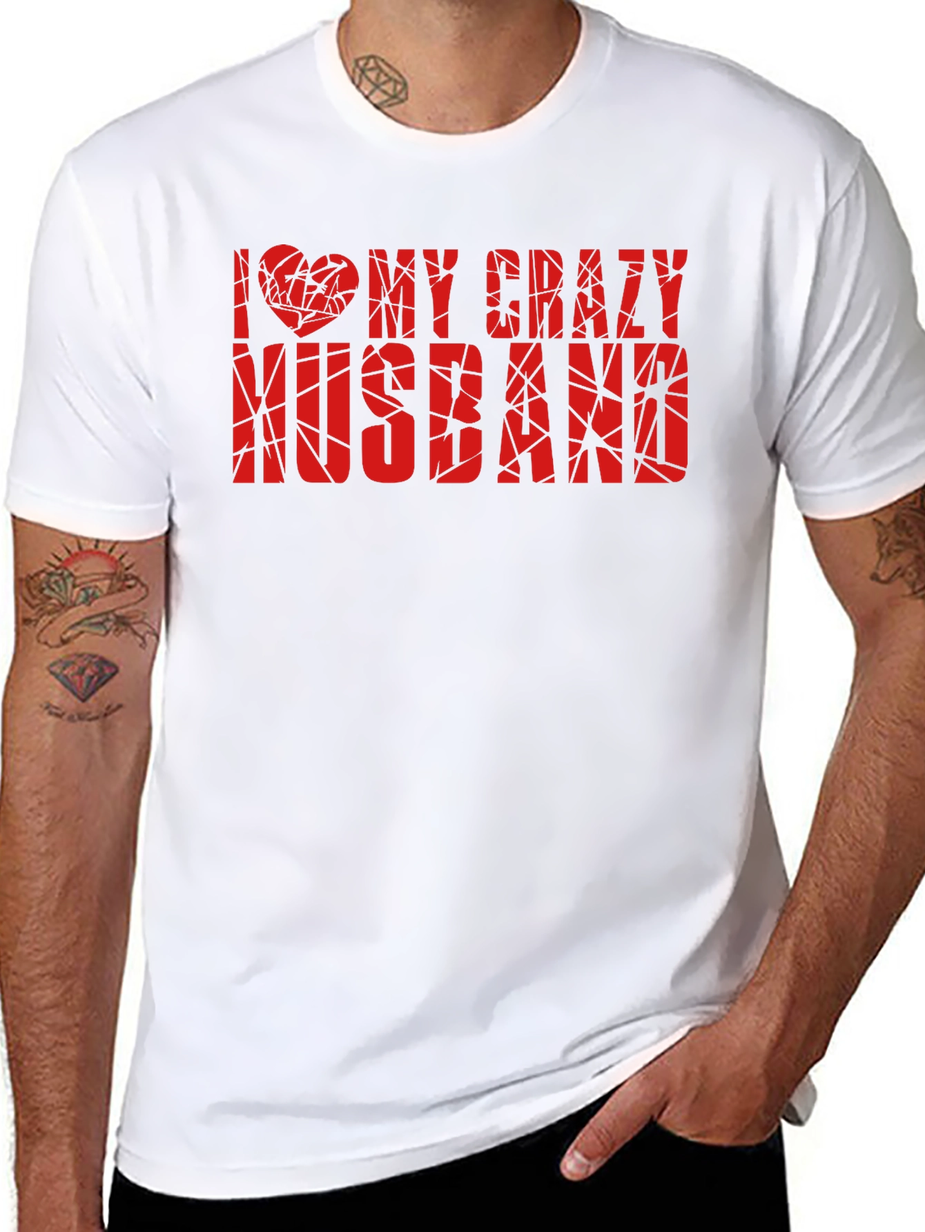 I Love My Crazy Husband Graphic Tee - Black