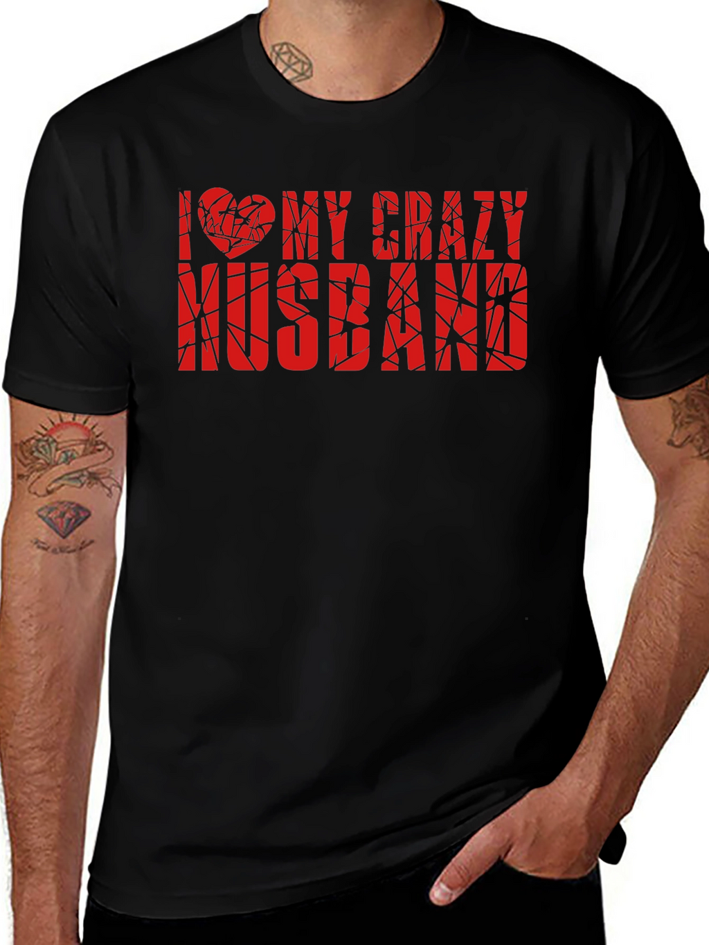 I Love My Crazy Husband Graphic Tee - Black