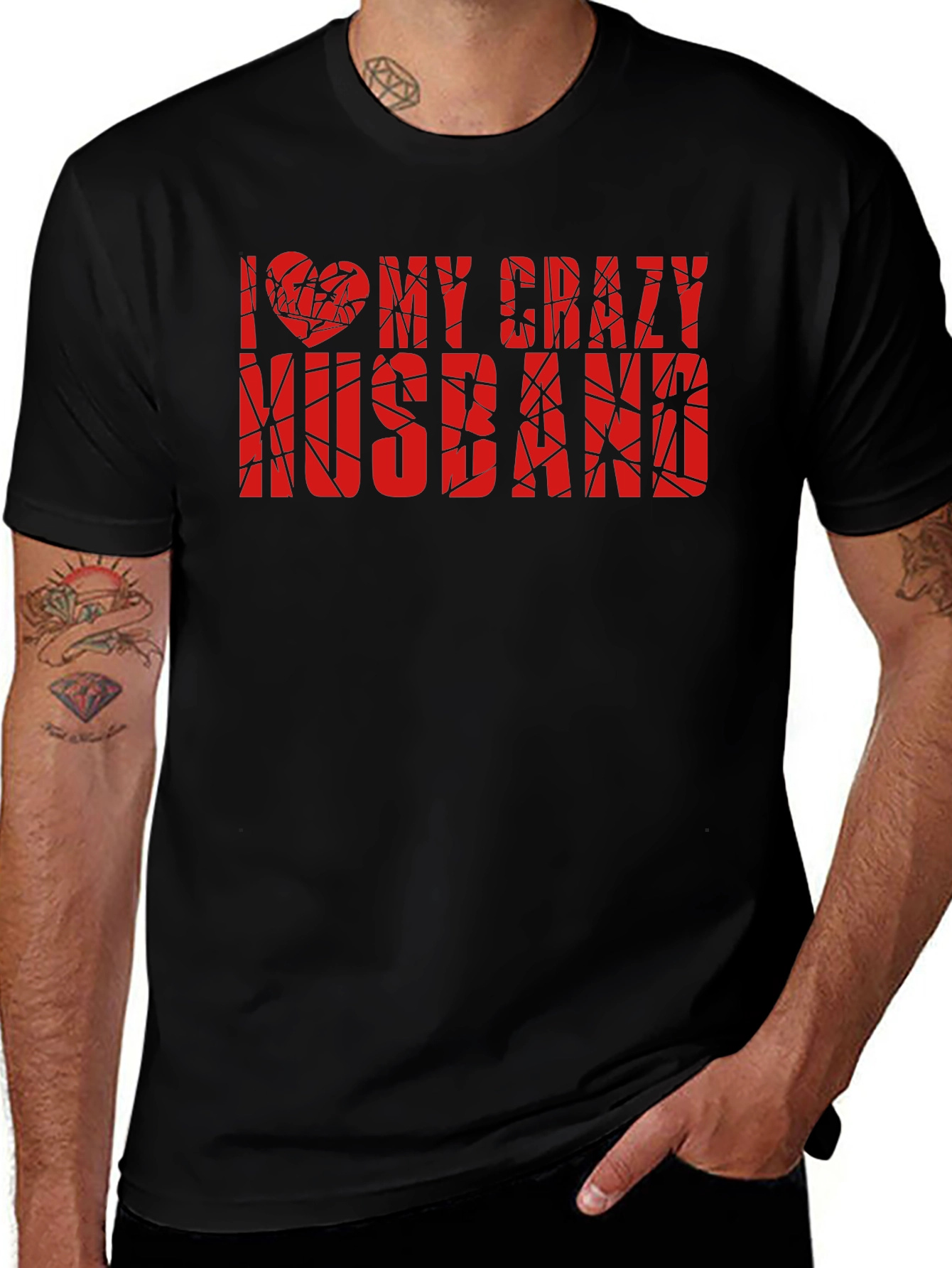 I Love My Crazy Husband Graphic Tee - Black