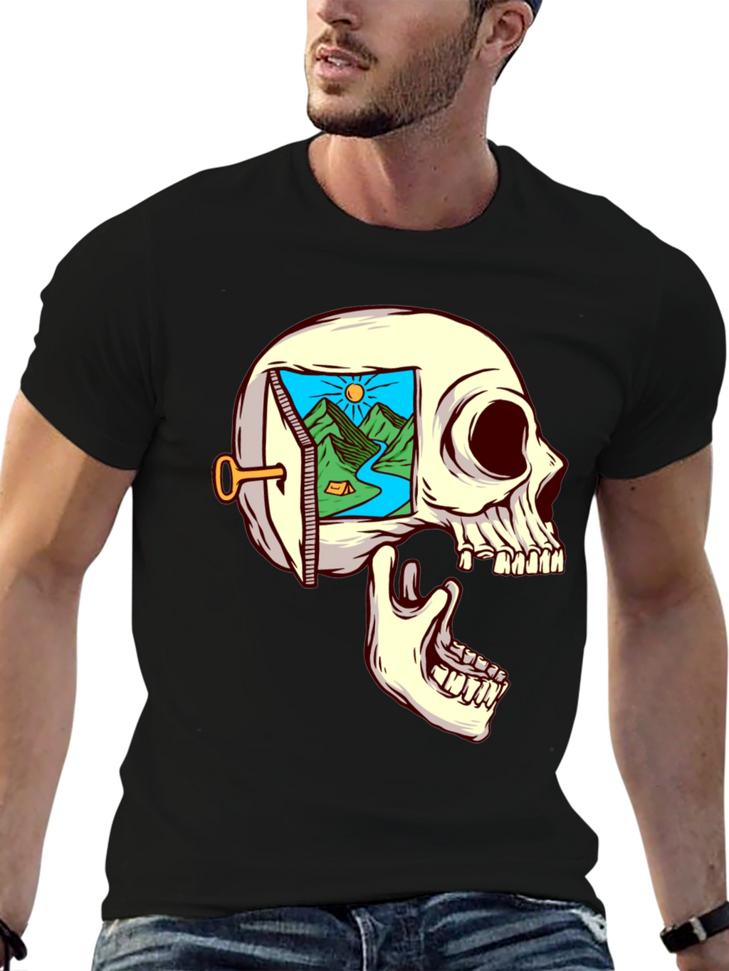 Skull Mindscape T-Shirt - Dreamy Graphic Tee