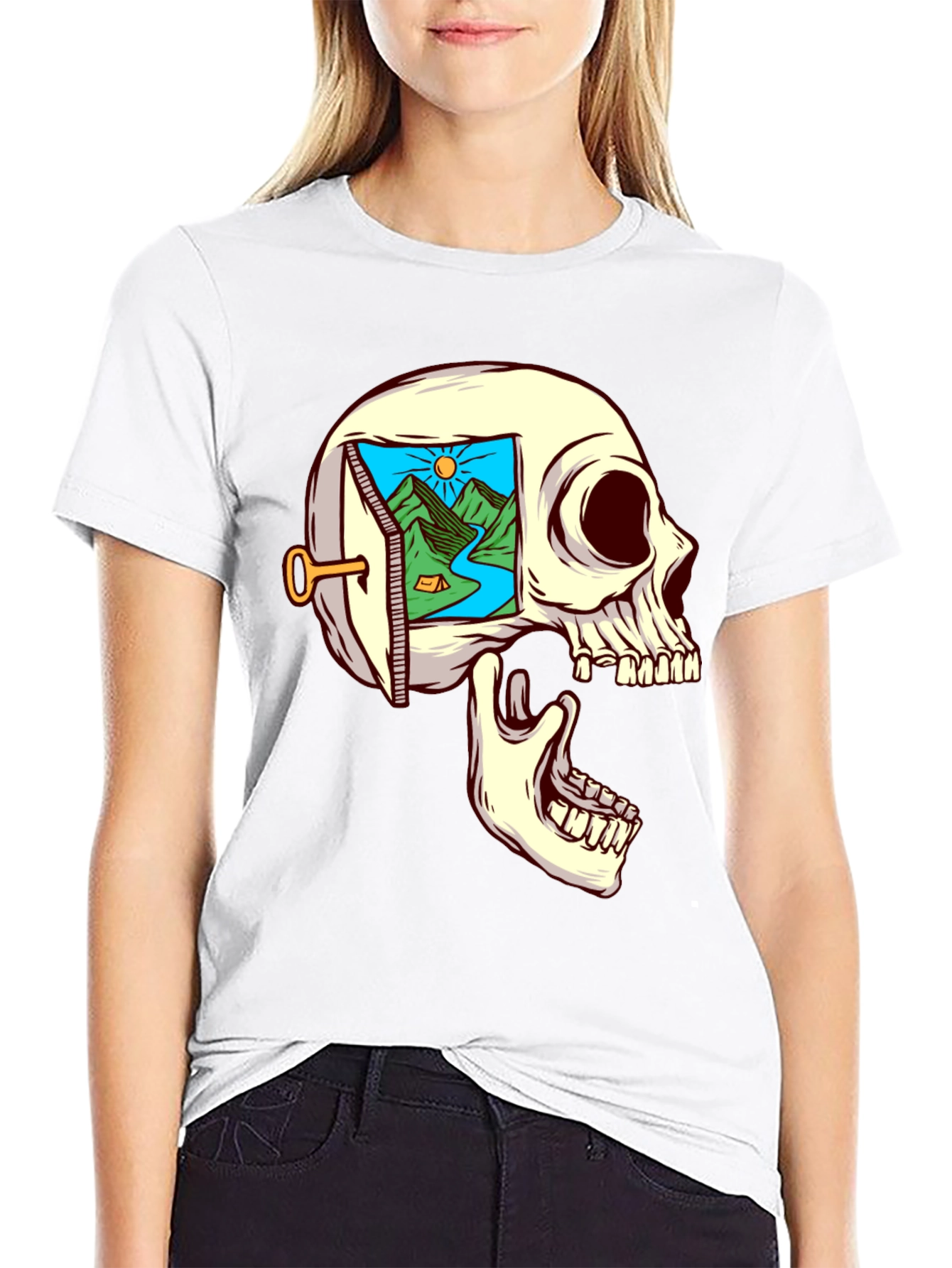 Skull Mindscape T-Shirt - Dreamy Graphic Tee